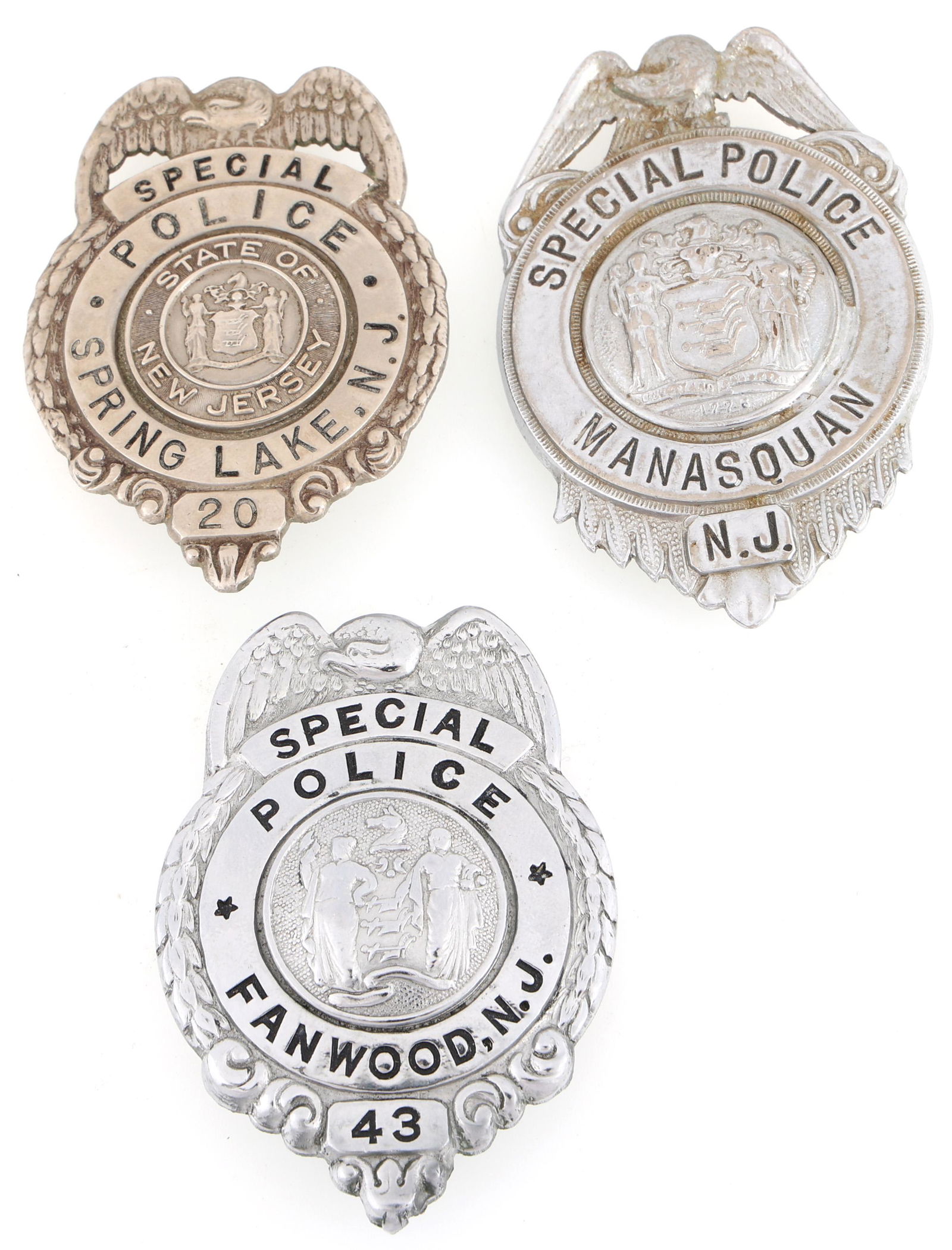 NEW JERSEY SPECIAL POLICE BADGES - LOT OF 3 (1 of 2)