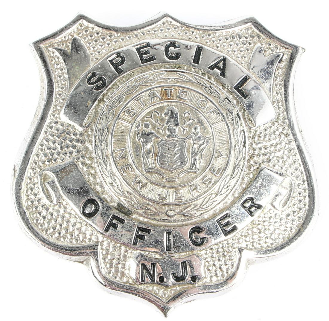 NEW JERSEY SPECIAL OFFICER BADGE: NEW JERSEY SPECIAL OFFICER BADGE Obsolete New Jersey Special Officer Badge. Marked S.H. Reese 57 Warren St New York NY on reverse. Measurements: 2 x 2"