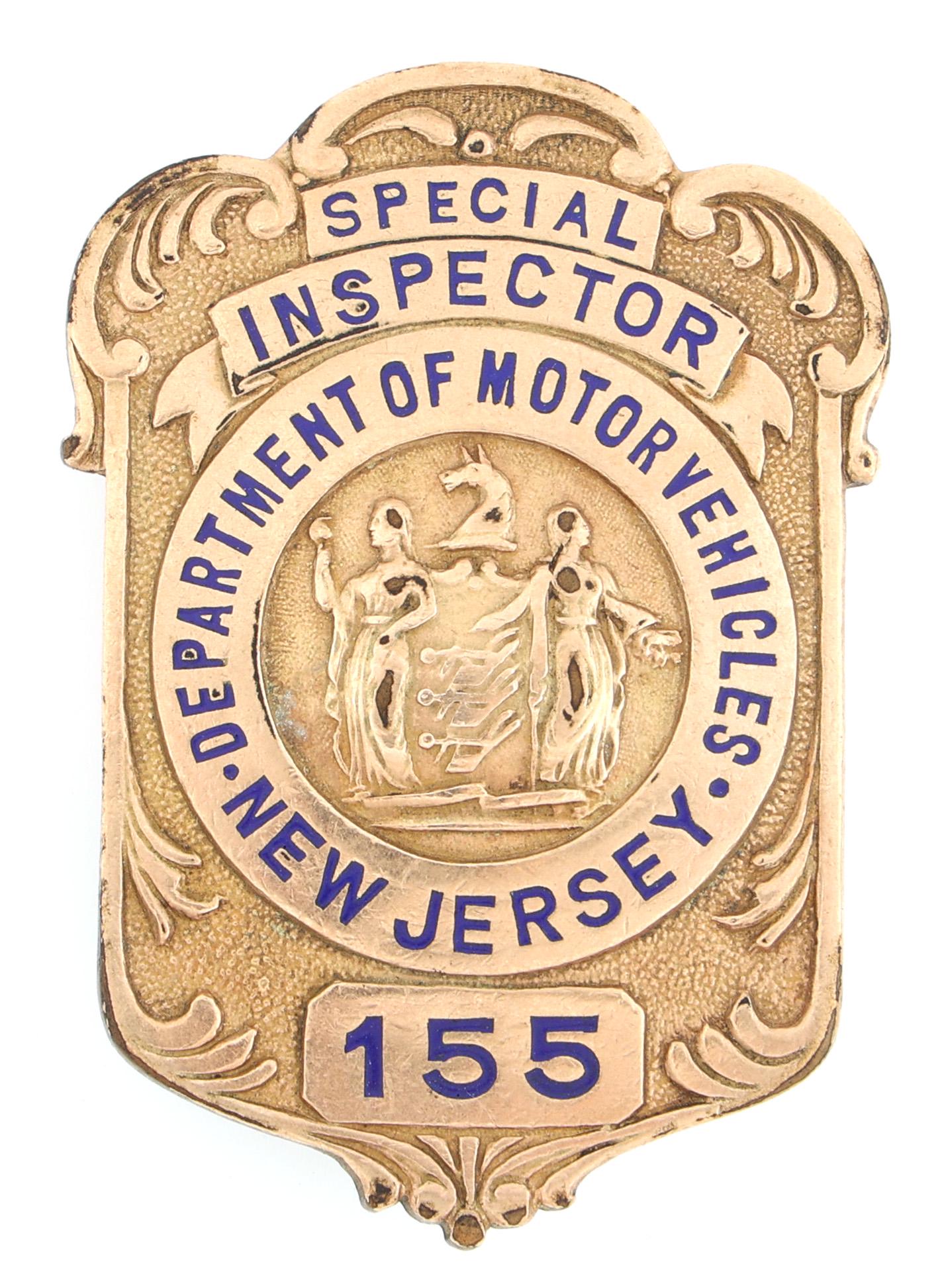 NJ DEPT OF MOTOR VEHICLES SPECIAL INSPECTOR BADGE (1 of 2)