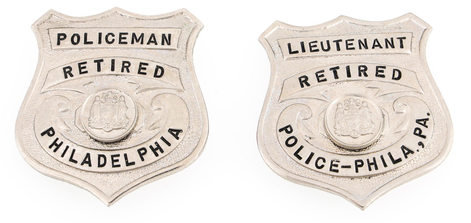 PHILADELPHIA PENNSYLVANIA RETIRED POLICE BADGES (1 of 2)