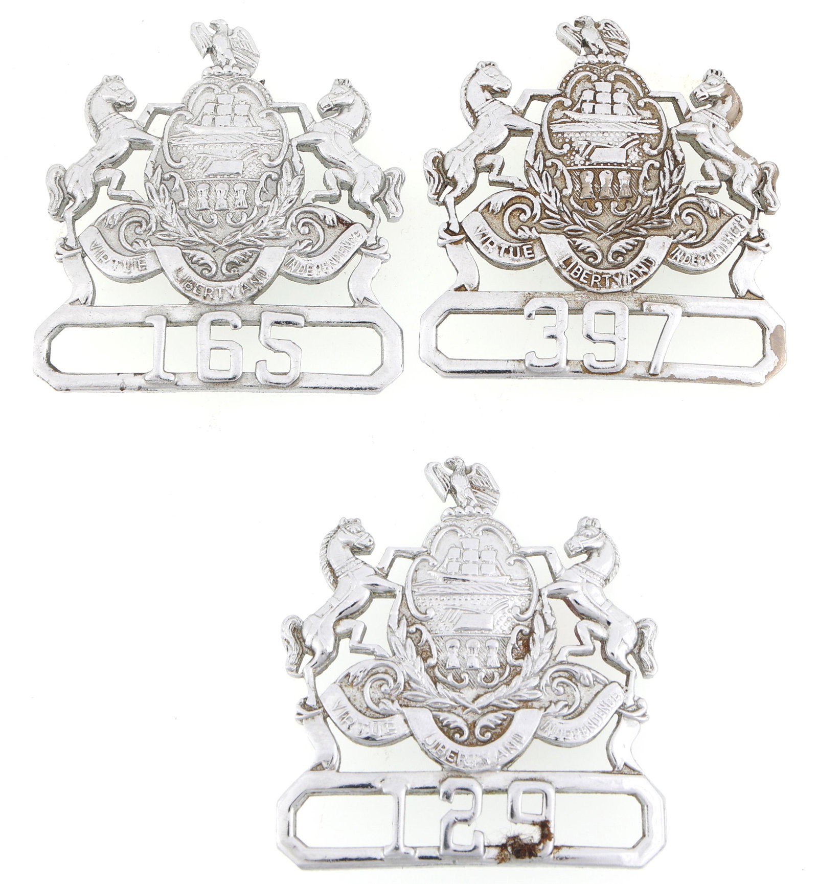 PENNSYLVANIA CAP BADGES LOT OF THREE (1 of 2)