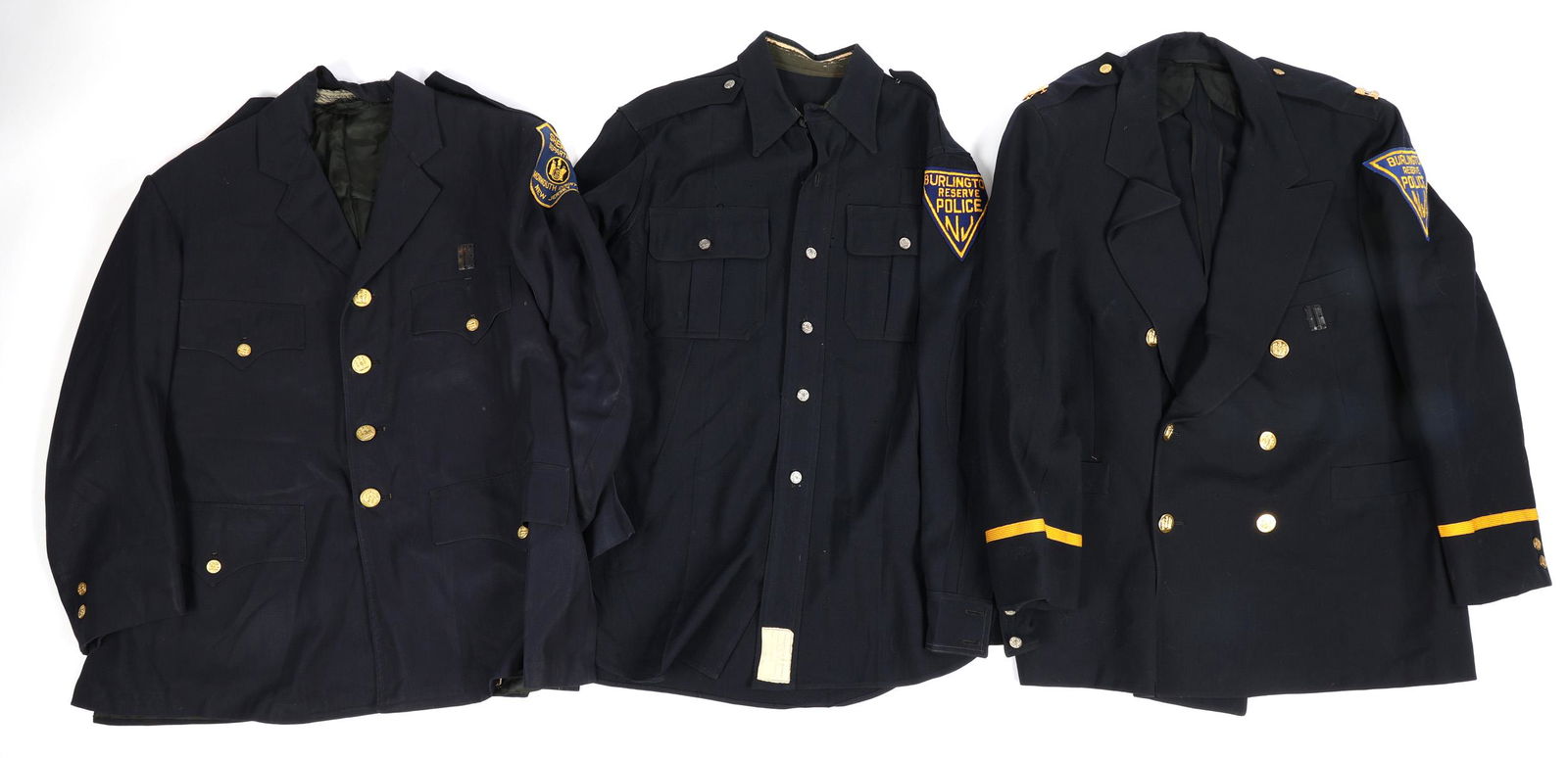 NEW JERSEY POLICE & SHERIFF LAW ENFORCEMENT JACKETS: NEW JERSEY POLICE & SHERIFF LAW ENFORCEMENT JACKETS Lot of three New Jersey Police and Sheriff jackets, each with arm badges. To include: Monmouth County, New Jersey Sheriff's Department Jacket