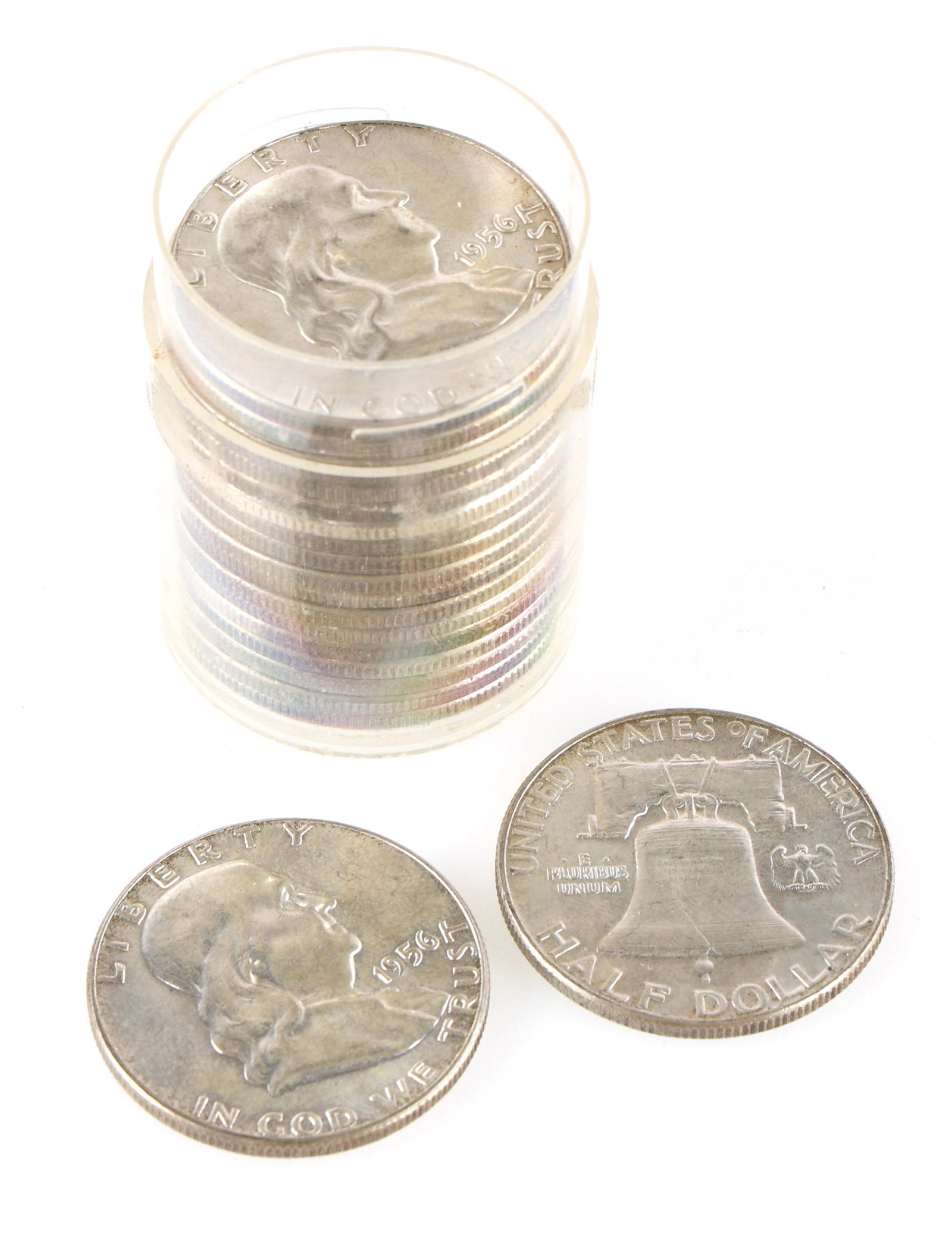 1956-P US SILVER BU FRANKLIN HALF DOLLAR COINS (1 of 3)