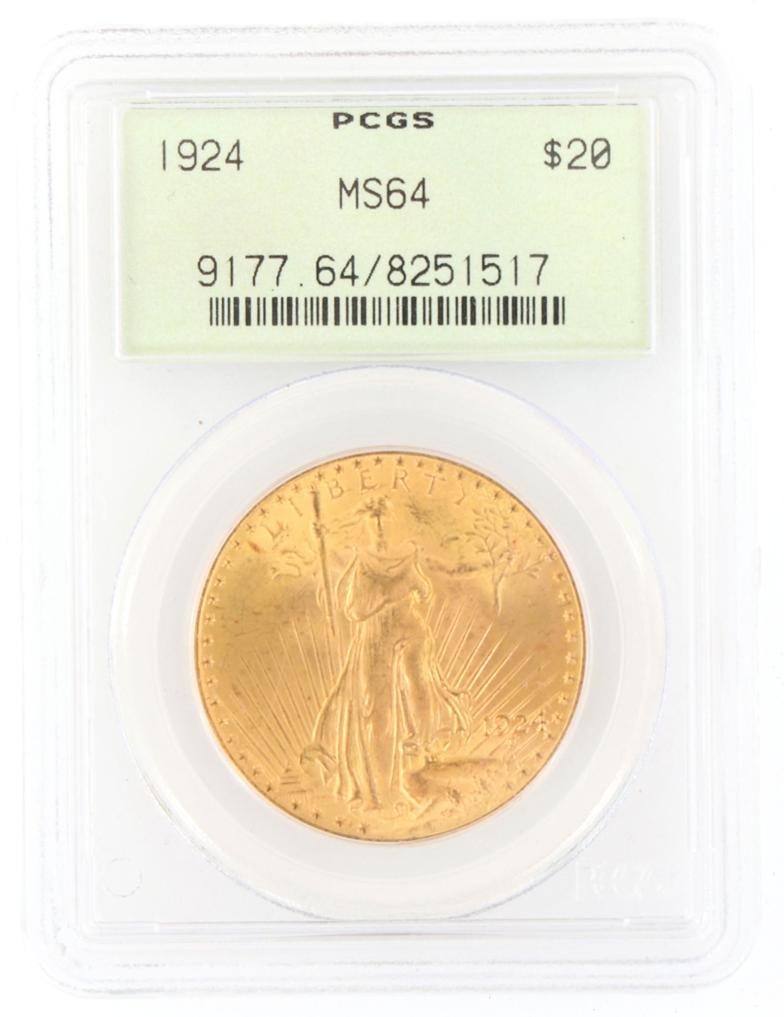 1924 ST GAUDENS DOUBLE EAGLE GOLD COIN PCGS MS64 OGH (1 of 2)