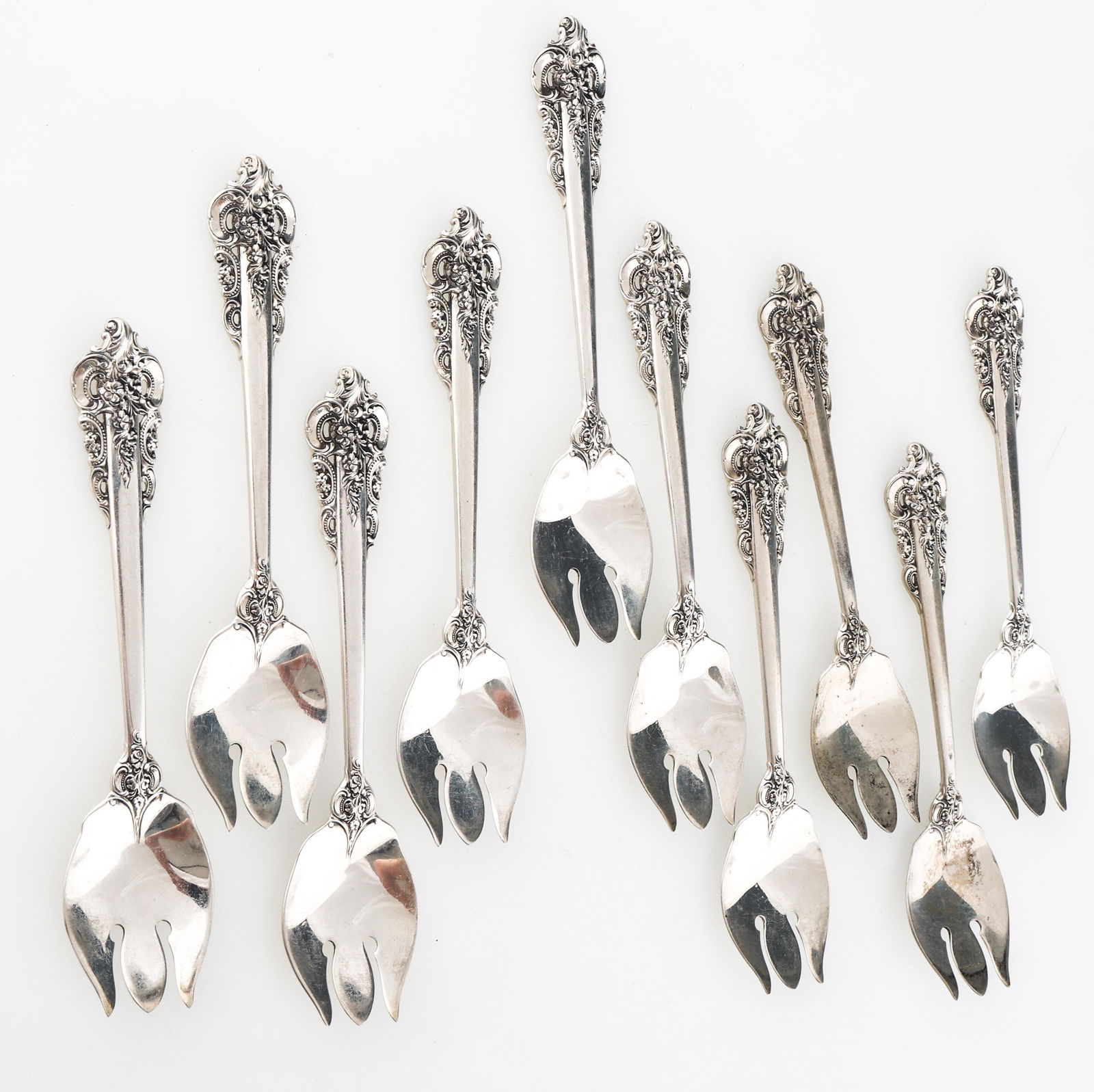 WALLACE STERLING SILVER GRANDE BAROQUE ICE CREAM FORKS (1 of 11)