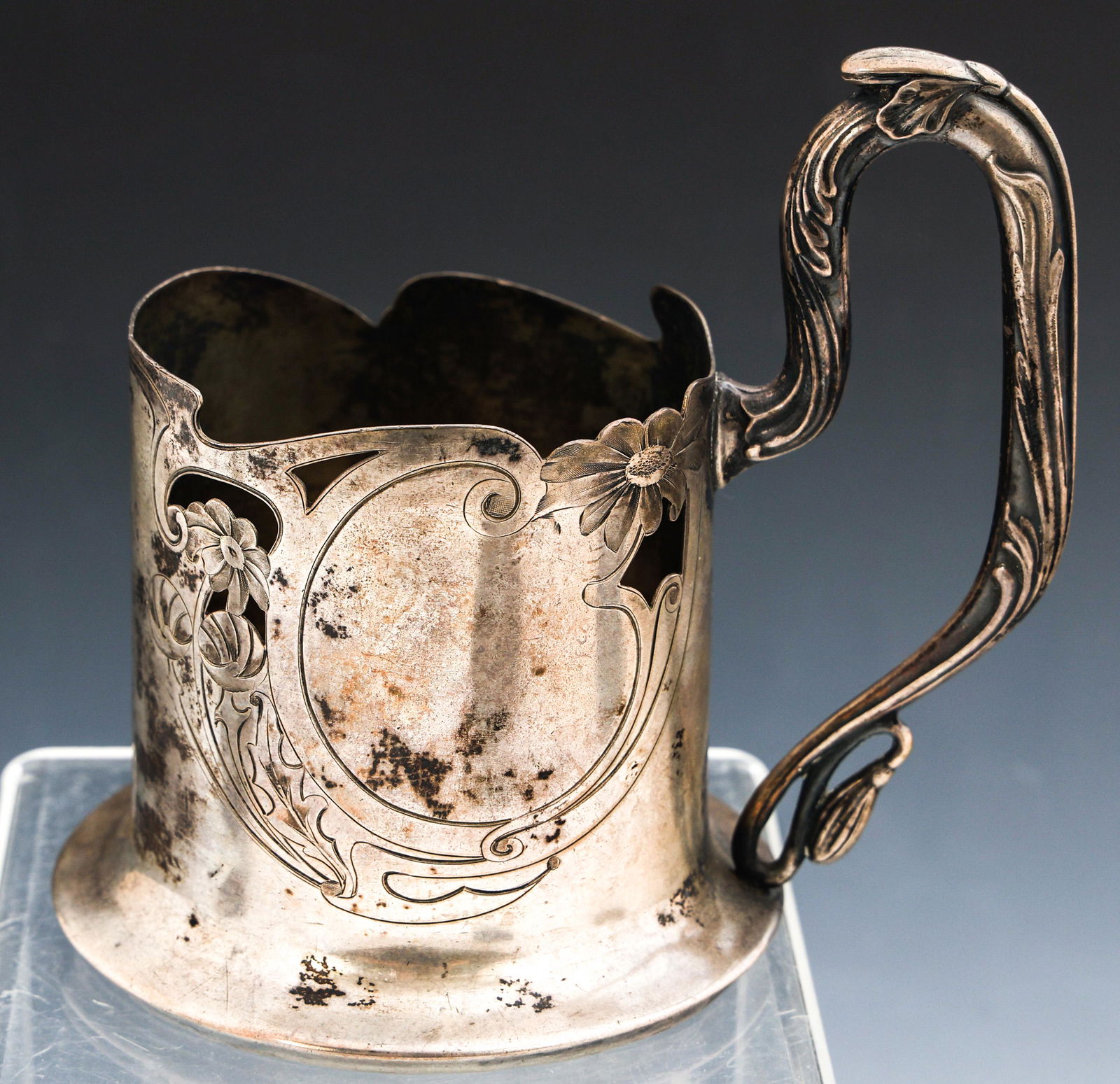 RUSSIAN 84 SILVER ART NOUVEAU TEA GLASS HOLDER (1 of 10)
