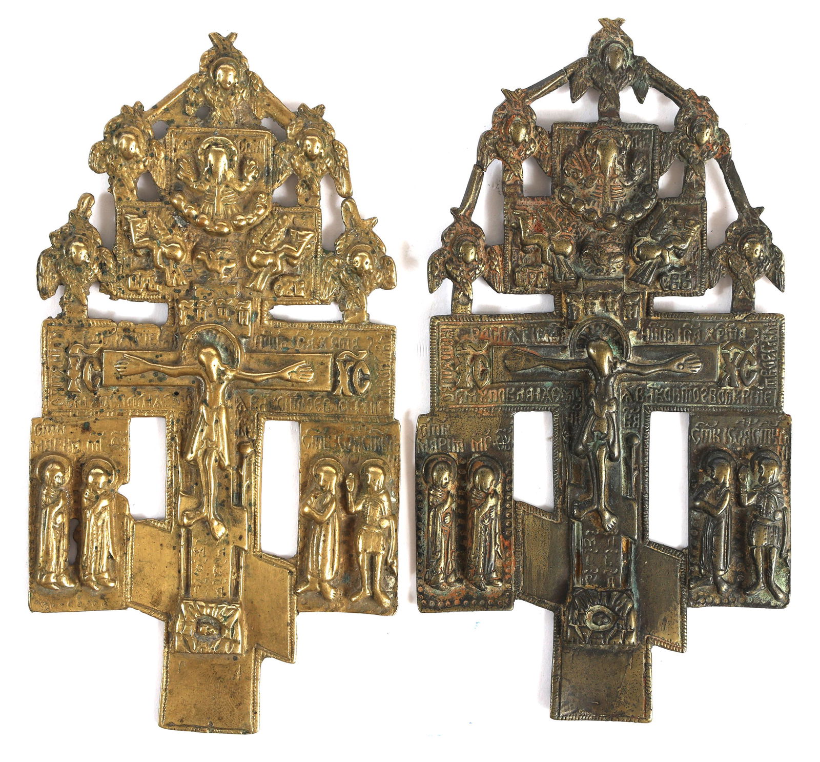 19th C. RUSSIAN ORTHODOX BRASS CRUCIFIXES (1 of 5)