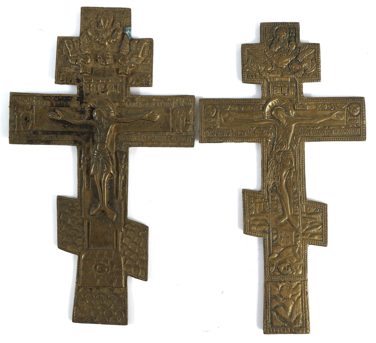 19th C. RUSSIAN ORTHODOX BRASS CRUCIFIXES (1 of 5)