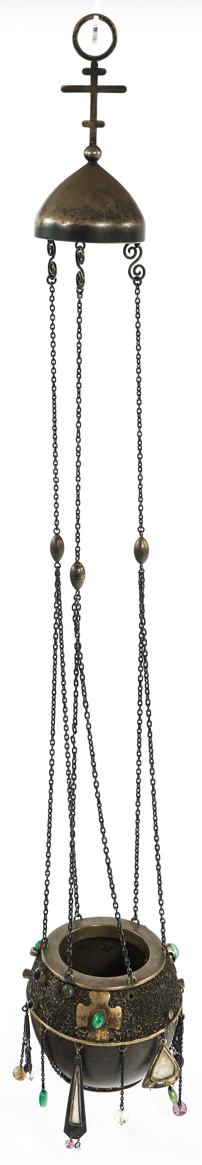 RUSSIAN ORTHODOX 84 SILVER GEMSTONE THURIBLE CENSER (1 of 9)