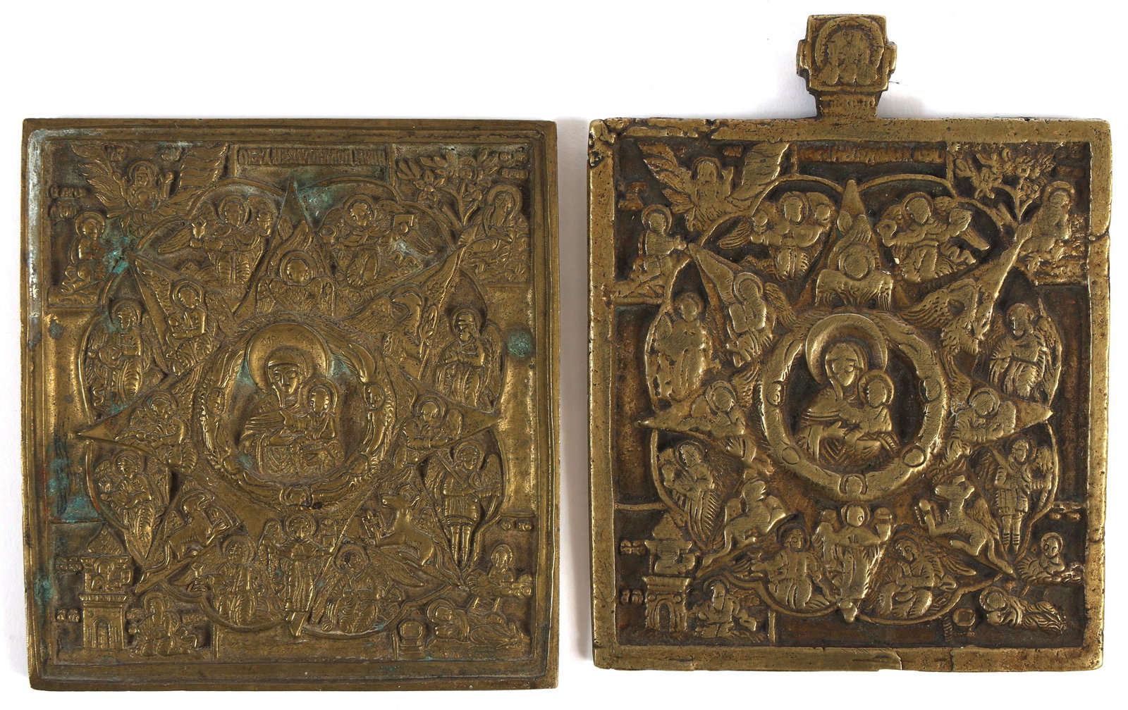 19th C. RUSSIAN ORTHODOX BRASS THEOTOKOS ICONS (1 of 5)