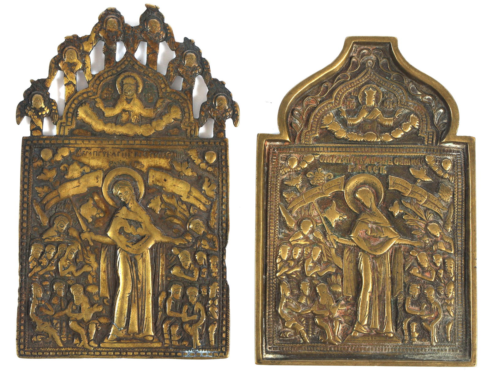 19th C. RUSSIAN ORTHODOX BRASS THEOTOKOS ICONS (1 of 5)