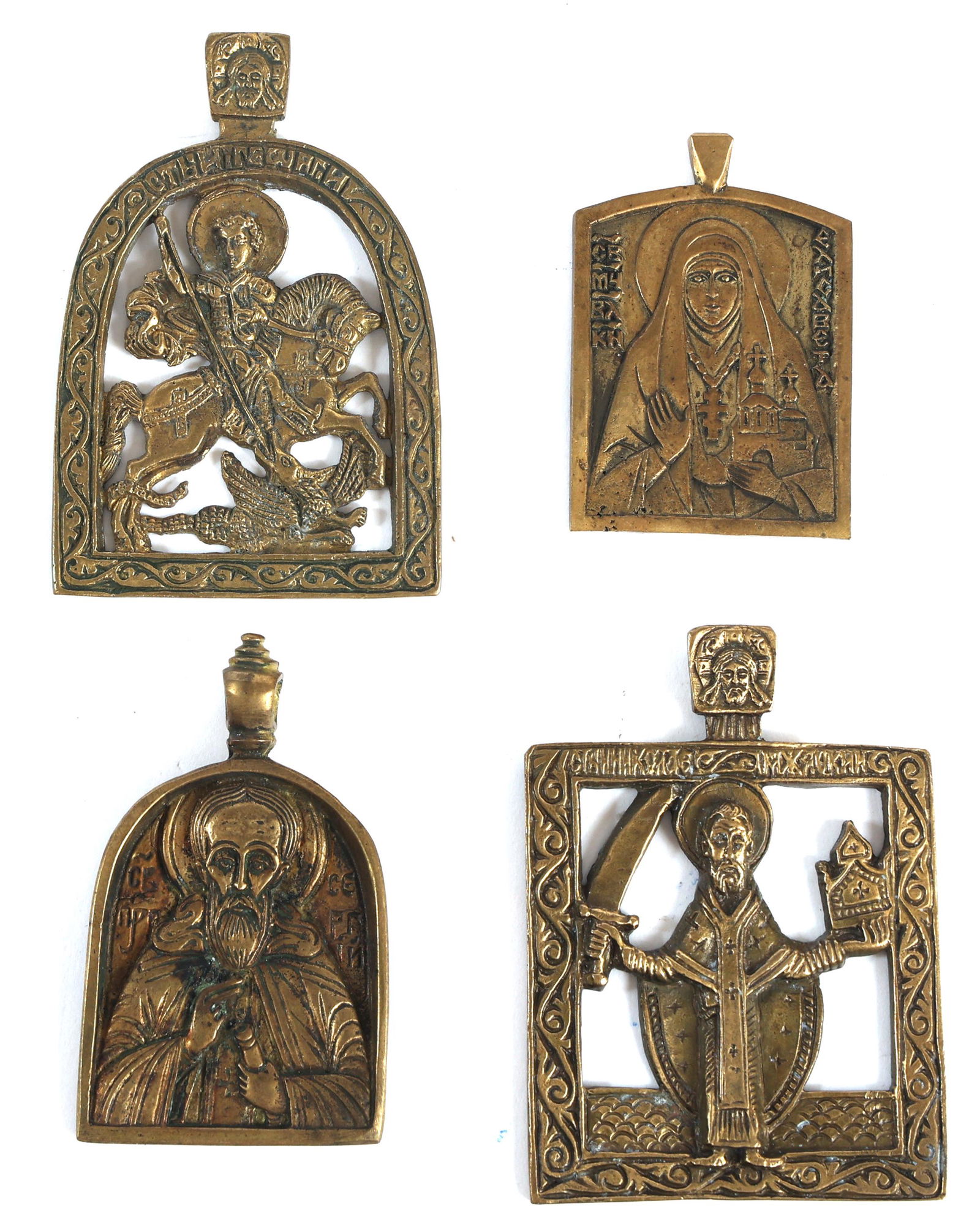 19/20th C. RUSSIAN & GREEK ORTHODOX BRASS ICONS (1 of 9)