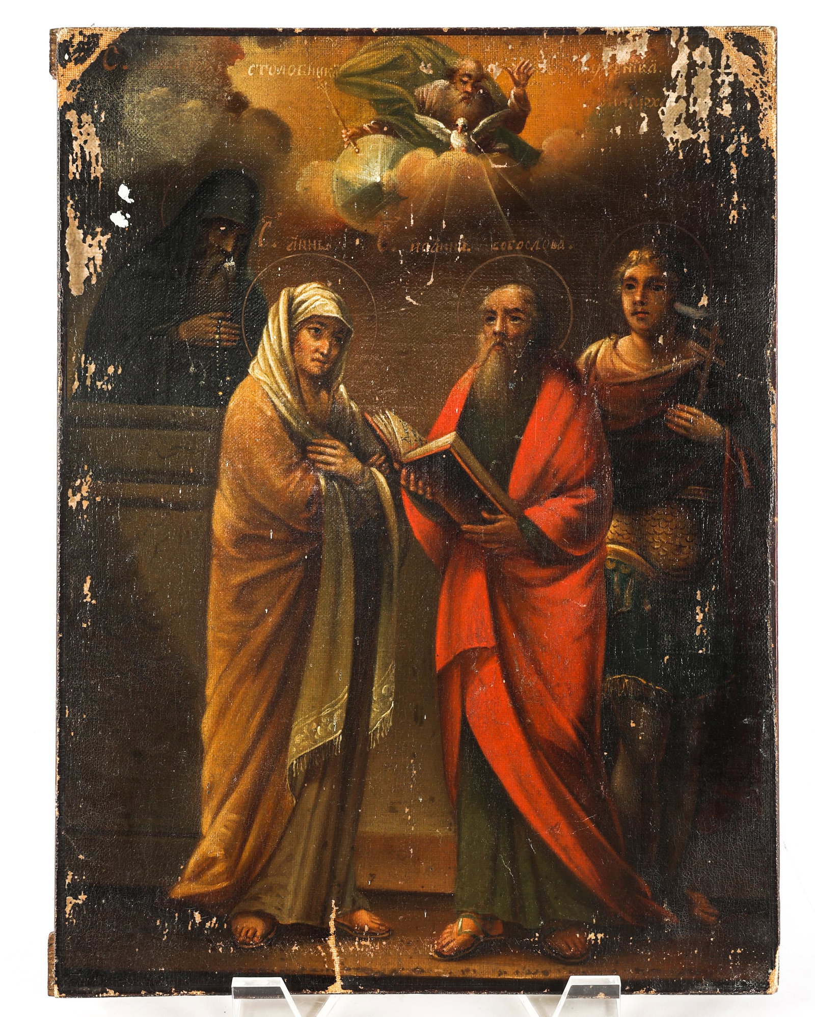 RUSSIAN ICON OF BLESSED MOTHER, ST. JOHN, & ST. MICHAEL (1 of 9)