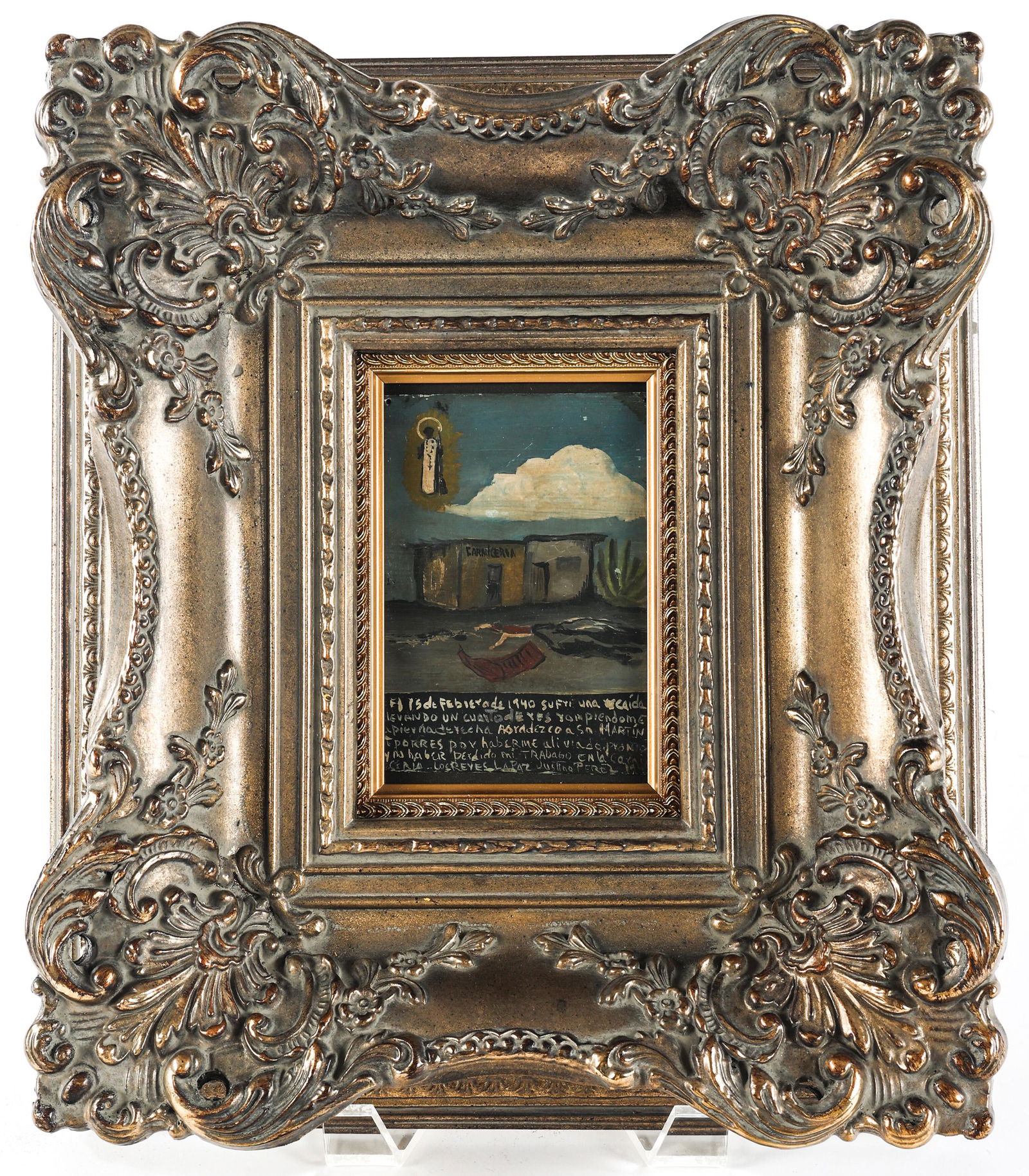 20TH C. MEXICAN EX VOTO PAINTING ON METAL TO ST. MARTIN (1 of 7)