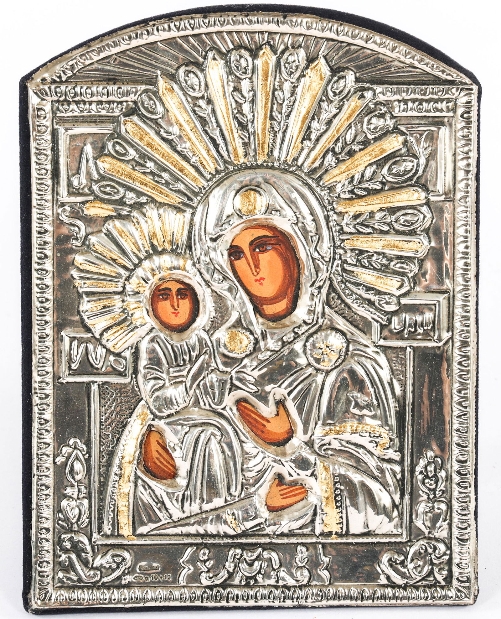 TI EMME CO. 925 SILVER GREEK ICON VIRGIN & THREE HANDS (1 of 5)