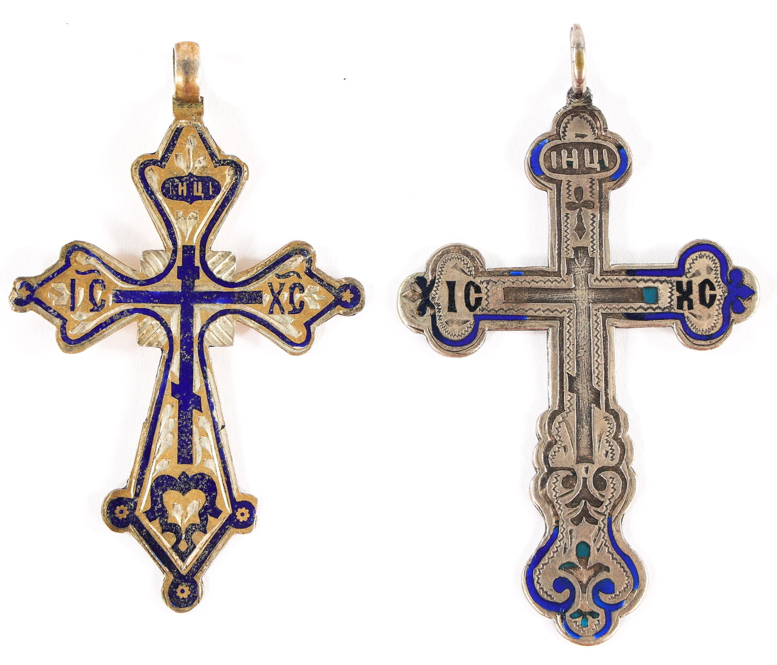 RUSSIAN ORTHODOX 84 SILVER & ENAMEL CRUCIFIX PENDANTS (1 of 7)