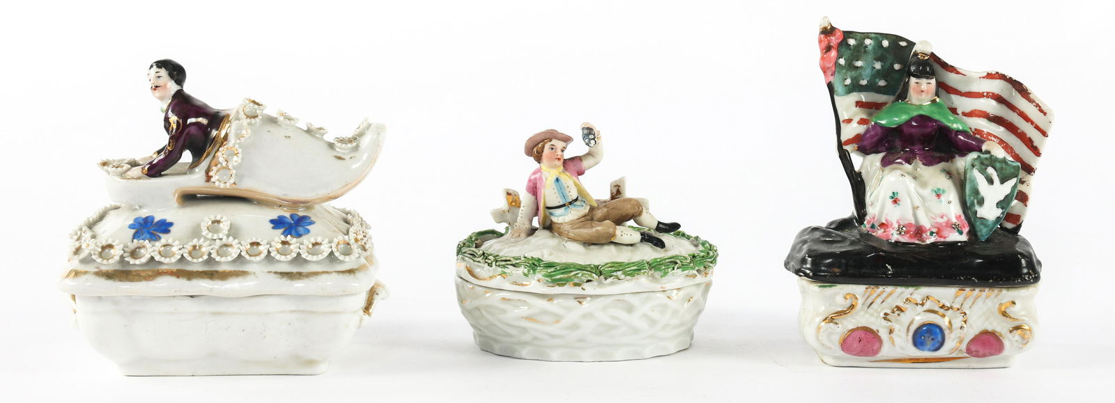 PORCELAIN BOX MATCH STRIKERS - LOT OF 3 (1 of 5)
