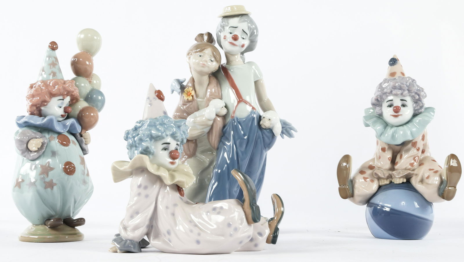 LLADRO PORCELAIN CLOWN FIGURINES - LOT OF 4 (1 of 5)