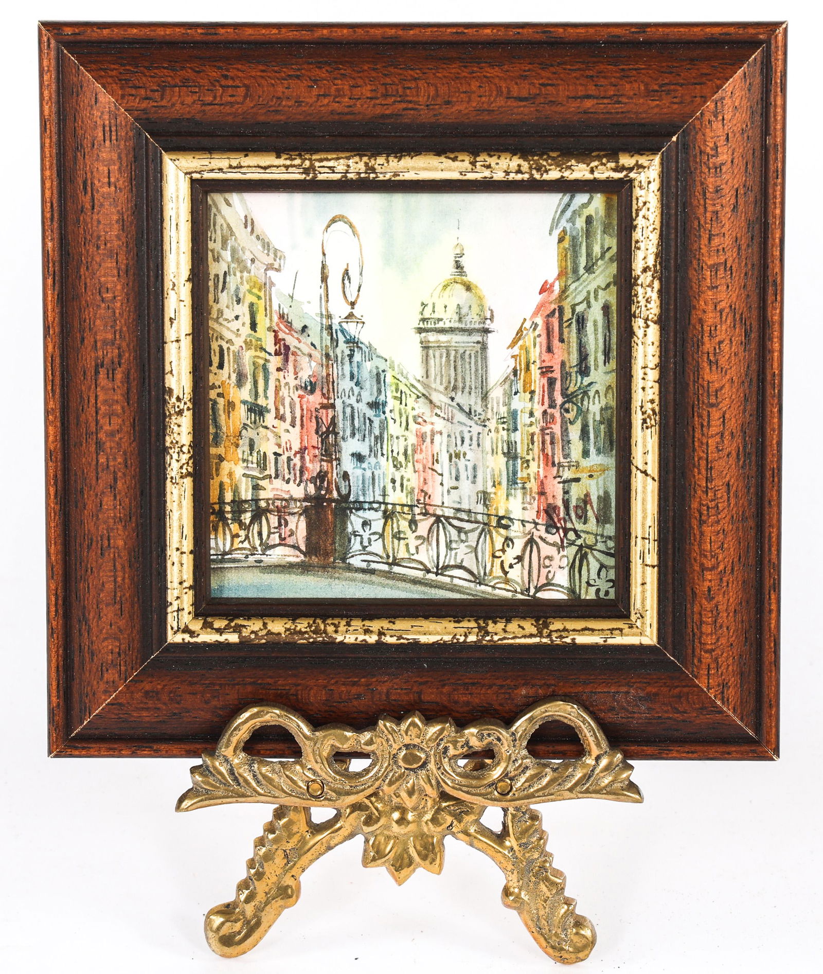 MINIATURE WATERCOLOR PAINTING OF A CITY SCENE (1 of 6)
