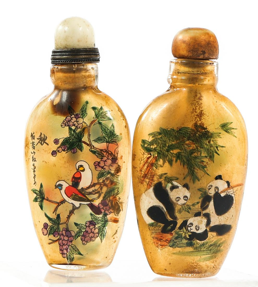 CHINESE REVERSE PAINTED SNUFF BOTTLES - LOT OF 2 (1 of 4)