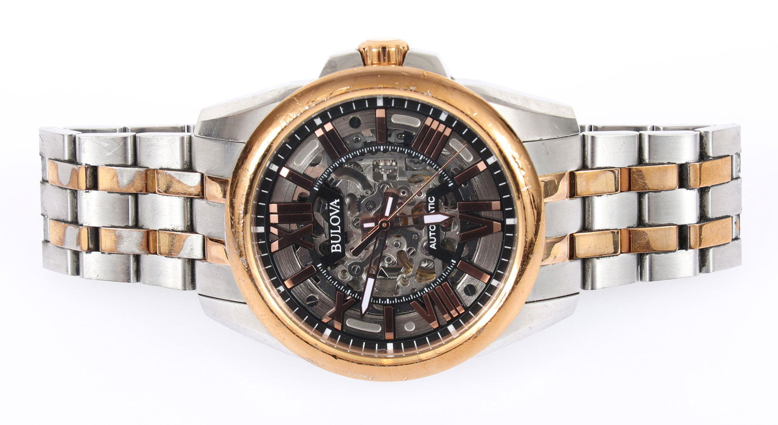 MEN'S BULOVA TWO-TONE AUTOMATIC WRIST WATCH #98A166 (1 of 6)