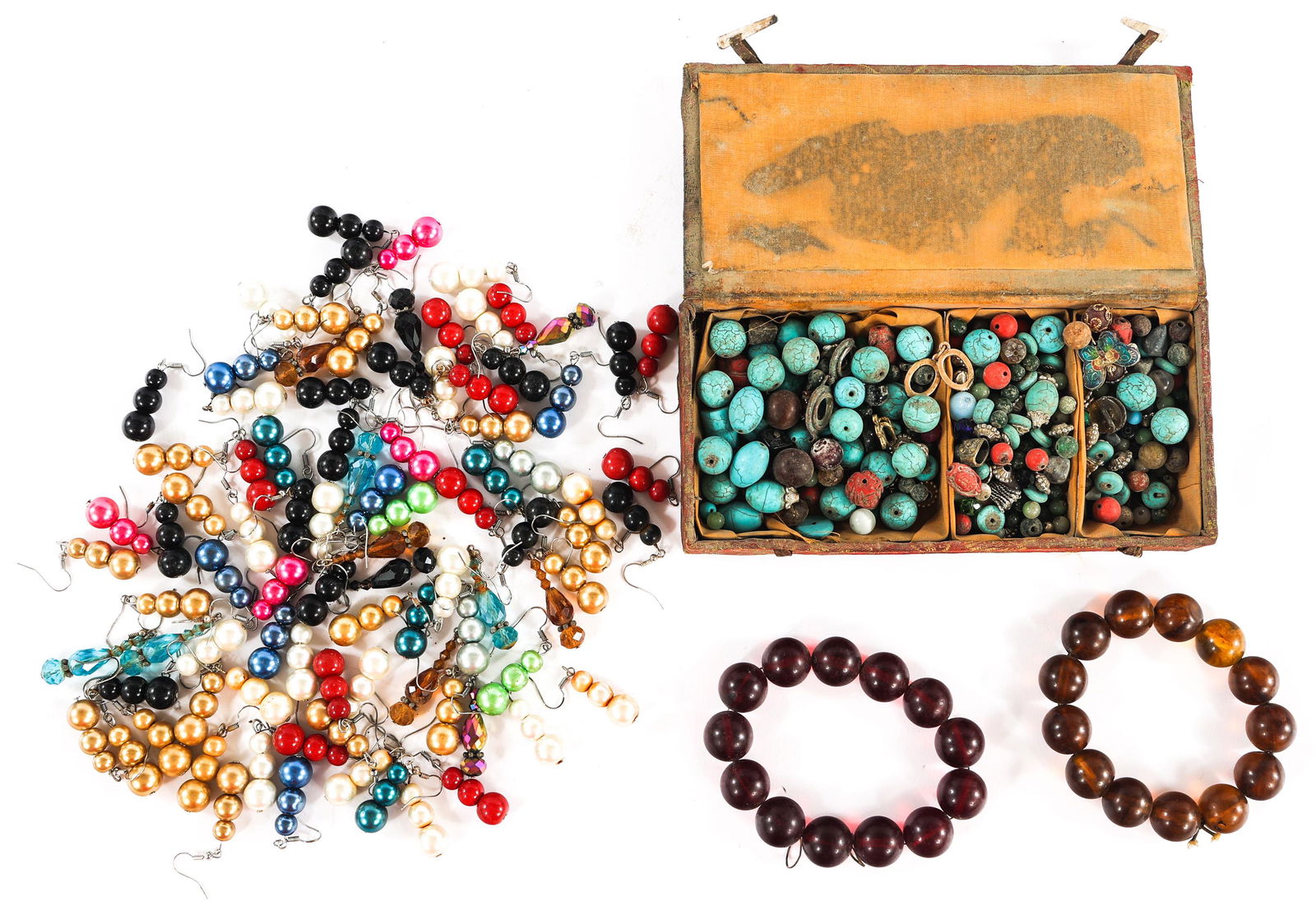 BEADED COSTUME JEWELRY EARRINGS & BRACELETS (1 of 3)