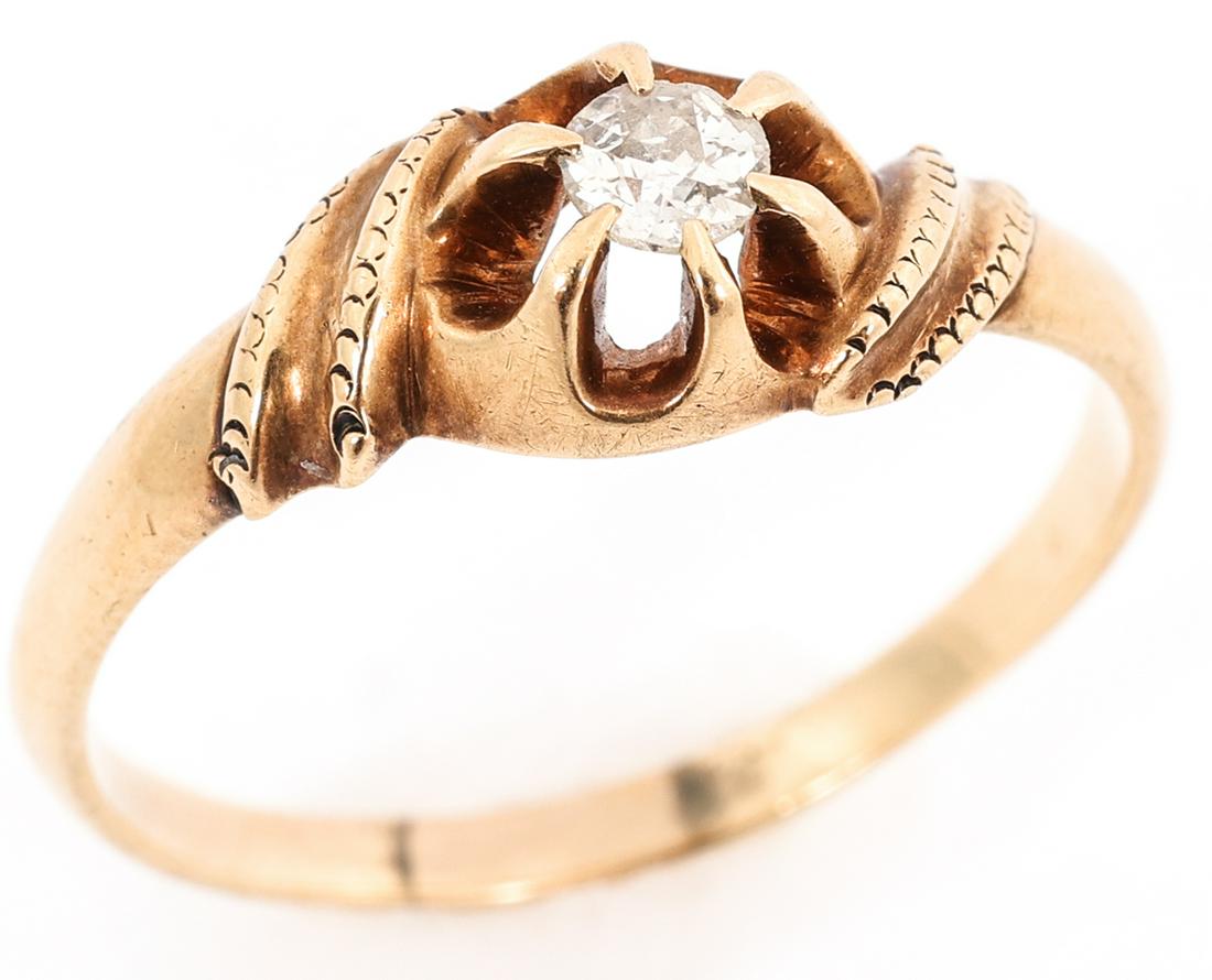14K YELLOW GOLD 0.11 CT DIAMOND SOLITAIRE FASHION RING (1 of 3)