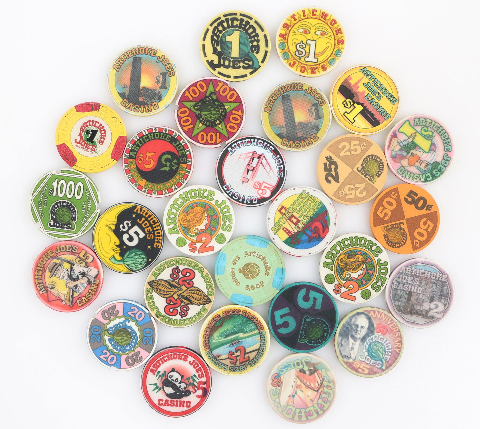 ARTICHOKE JOE'S SAN BRUNO CALIFORNIA CASINO CHIPS (1 of 2)