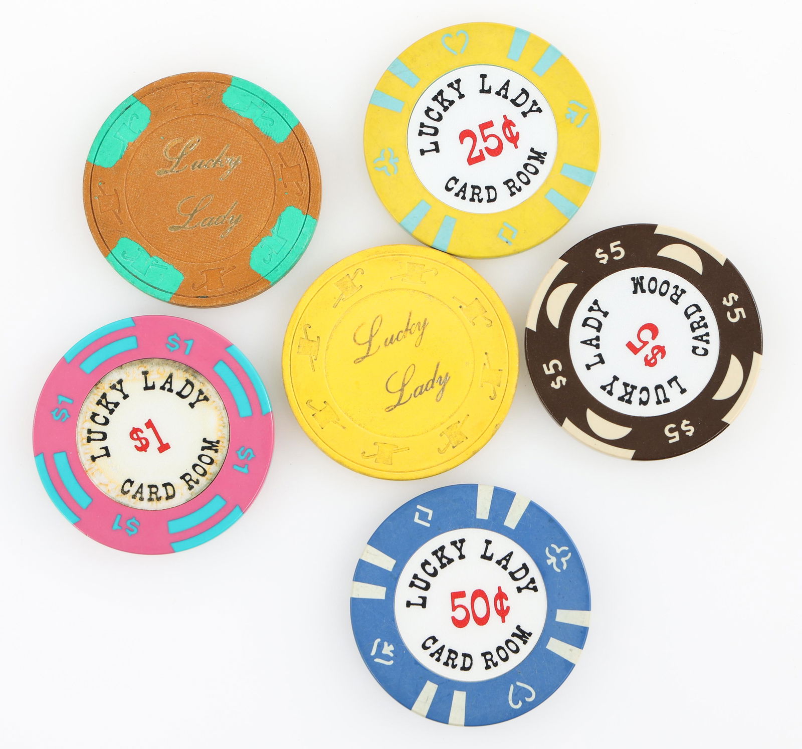 LUCKY LADY CARD ROOM SAN DIEGO CALIFORNIA POKER CHIPS (1 of 2)
