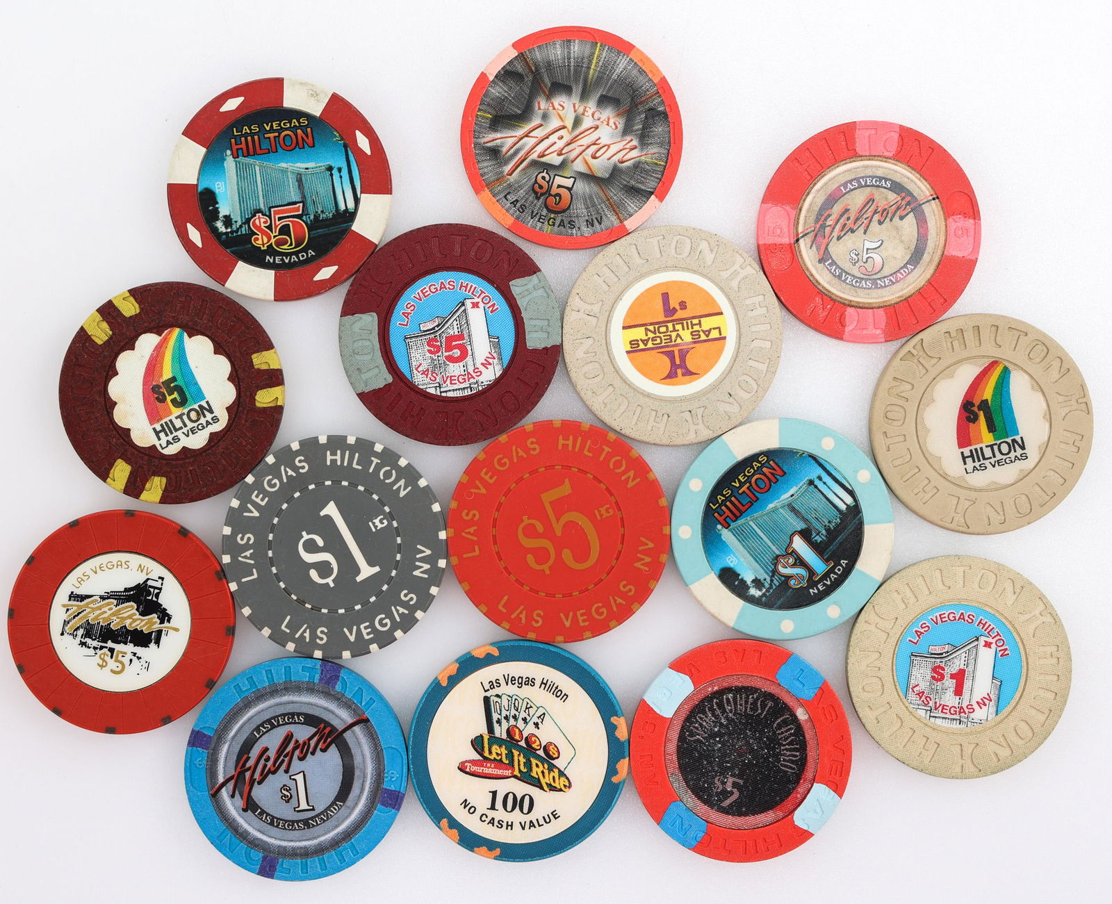 HILTON LAS VEGAS NEVADA CASINO CHIPS $1 & $5 (1 of 2)