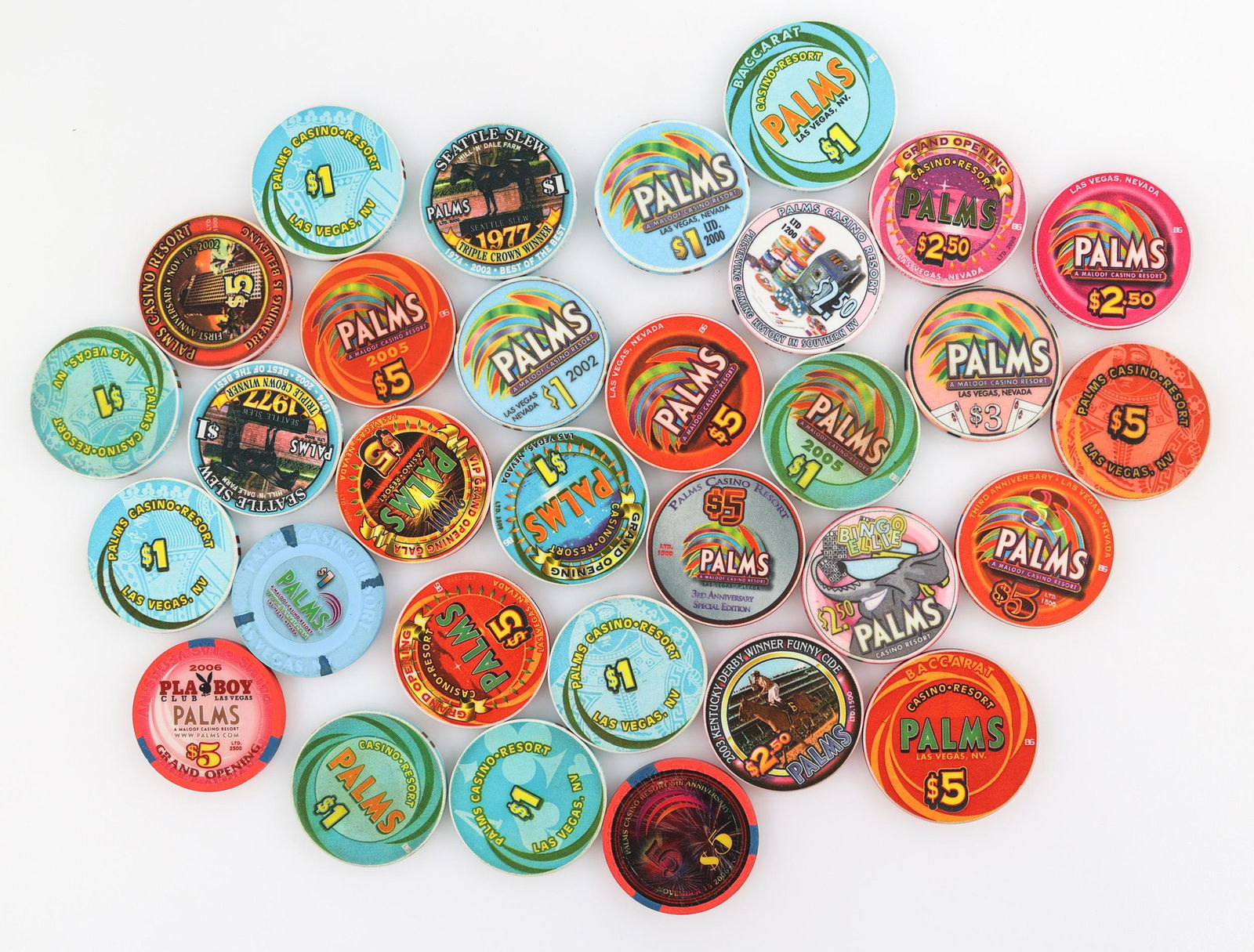 2000's PALMS LAS VEGAS NEVADA CASINO CHIPS $1 $2.50 $5 (1 of 2)