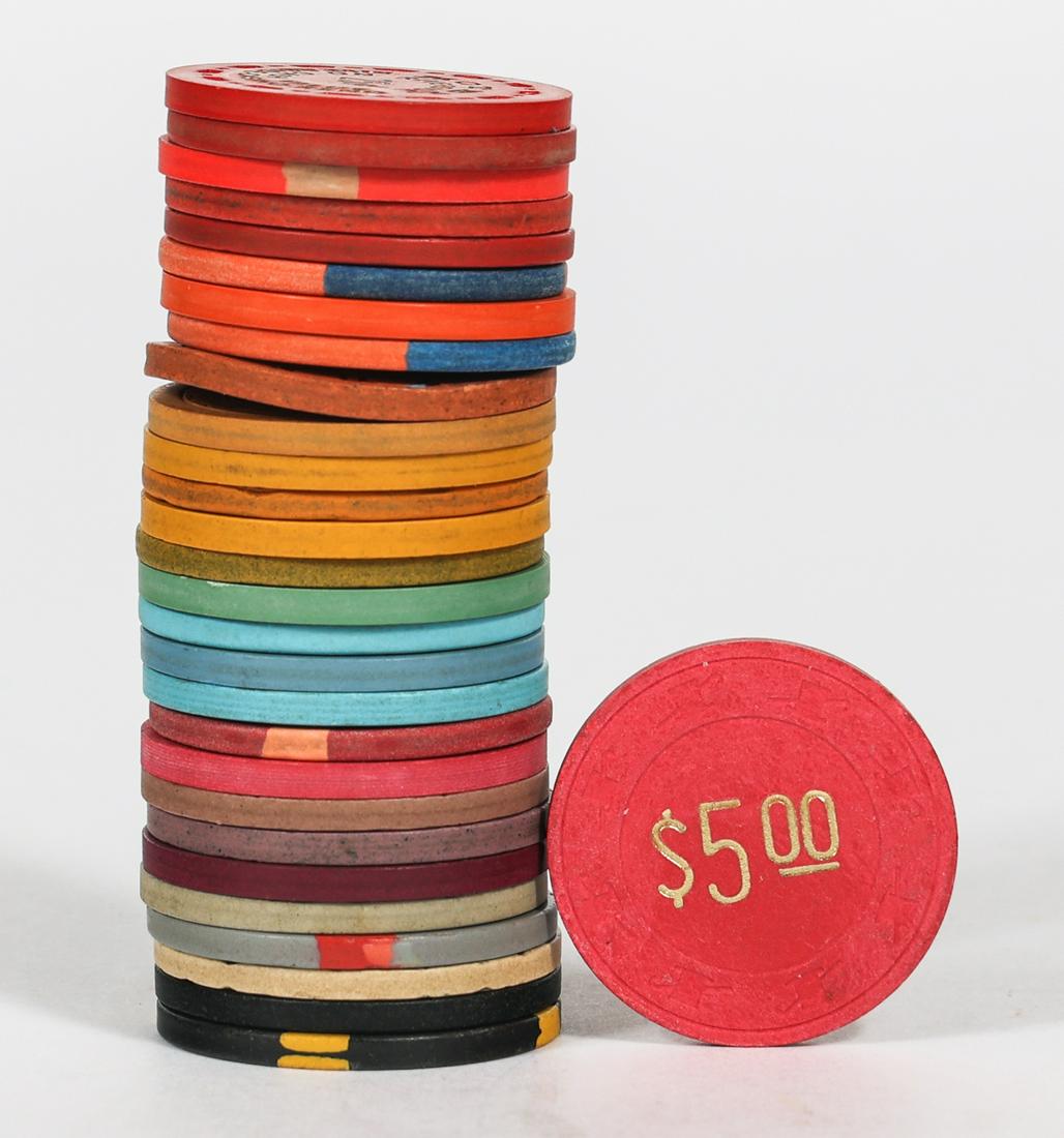 NEVADA CASINO CHIPS - LOT OF 29: NEVADA CASINO CHIPS - LOT OF 29 Nevada casino chips, 29 pieces total, to include: "RC" "Rex" Bank Club $1, $5 Barrel House NVC Boulder Club $5 Boulder Club Pan chip Cactus Jack