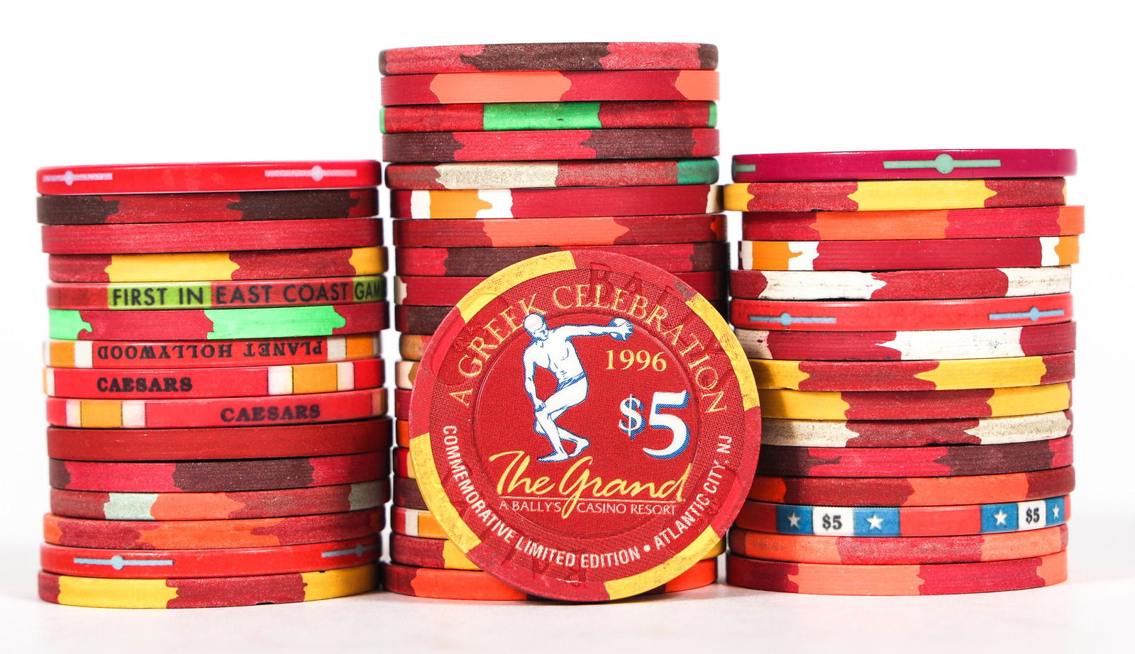 ATLANTIC CITY NEW JERSEY $5 CASINO CHIPS - LOT OF 50 (1 of 6)