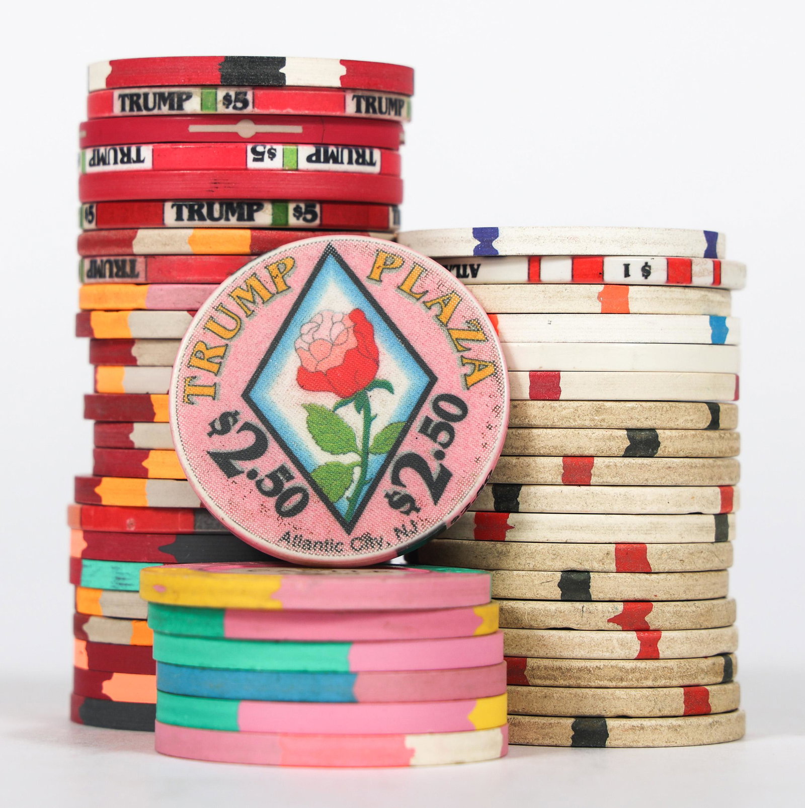 ATLANTIC CITY NEW JERSEY TRUMP CASINO CHIPS: ATLANTIC CITY NEW JERSEY TRUMP CASINO CHIPS Atlantic City, New Jersey casino chips, to include Trump Plaza, Trump's Castle, Trump Taj Mahal, Harrah's Trump Plaza, and Trump Marina 