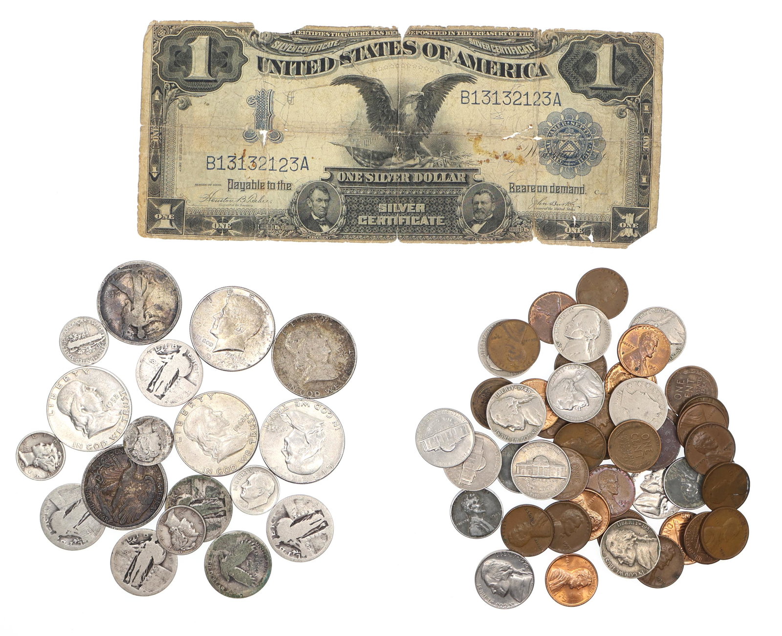 US TYPE COINS & SILVER CERTIFICATE CURRENCY NOTE (1 of 5)