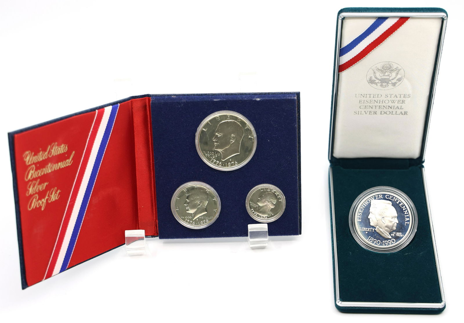 US SILVER COINS - EISENHOWER DOLLAR & BICENTENNIAL SET (1 of 5)