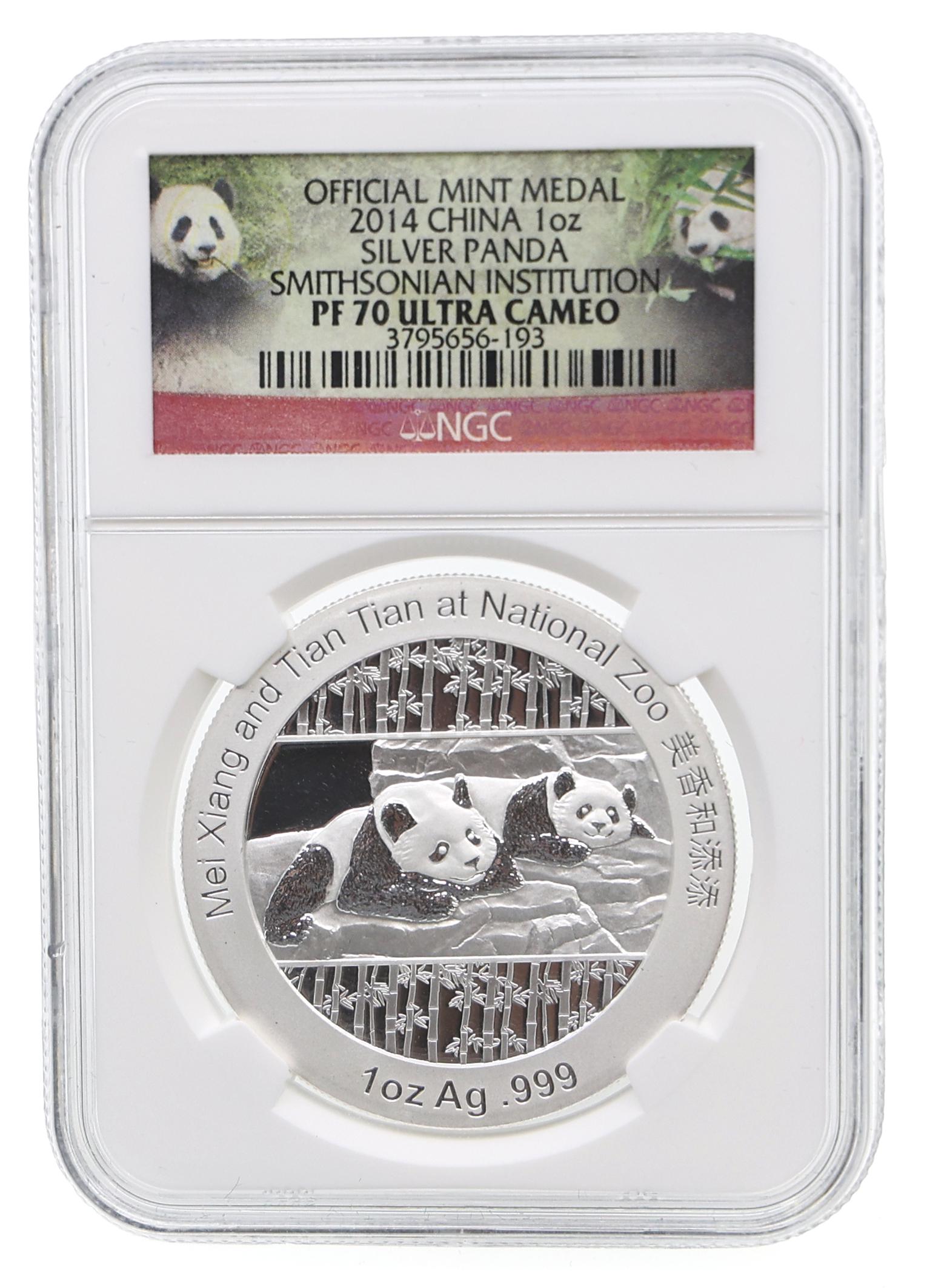 2014 CHINESE SMITHSONIAN PANDA SILVER MEDAL NGC GRADED (1 of 2)