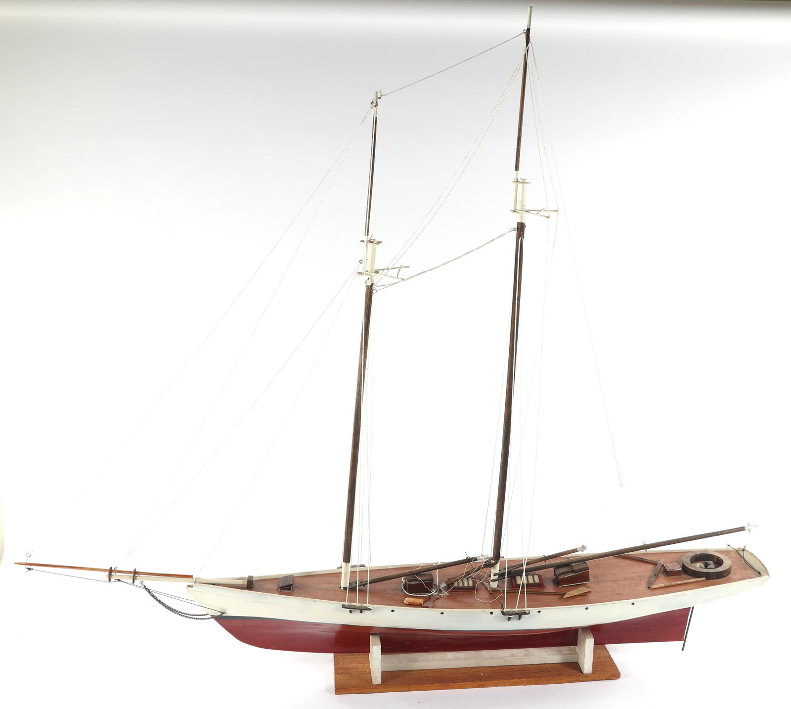 MODEL SAILBOAT FOR PARTS OR REPAIR: MODEL SAILBOAT FOR PARTS OR REPAIR Model wood sailboat for parts or repair with wood base. Size: 64 x 55 x 10.5"