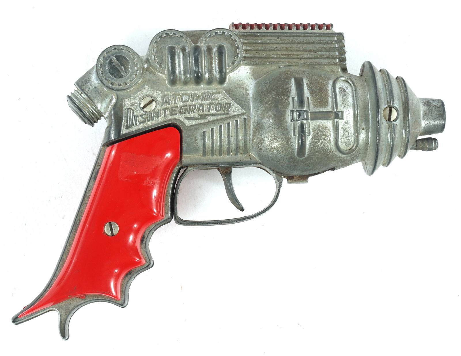 1950s HUBLEY ATOMIC DISINTEGRATOR TOY CAP GUN: 1950s HUBLEY ATOMIC DISINTEGRATOR TOY CAP GUN 1950s Hubley Atomic Disintegrator toy cap gun. Model R1068. Size: 6.25 x 5.5"