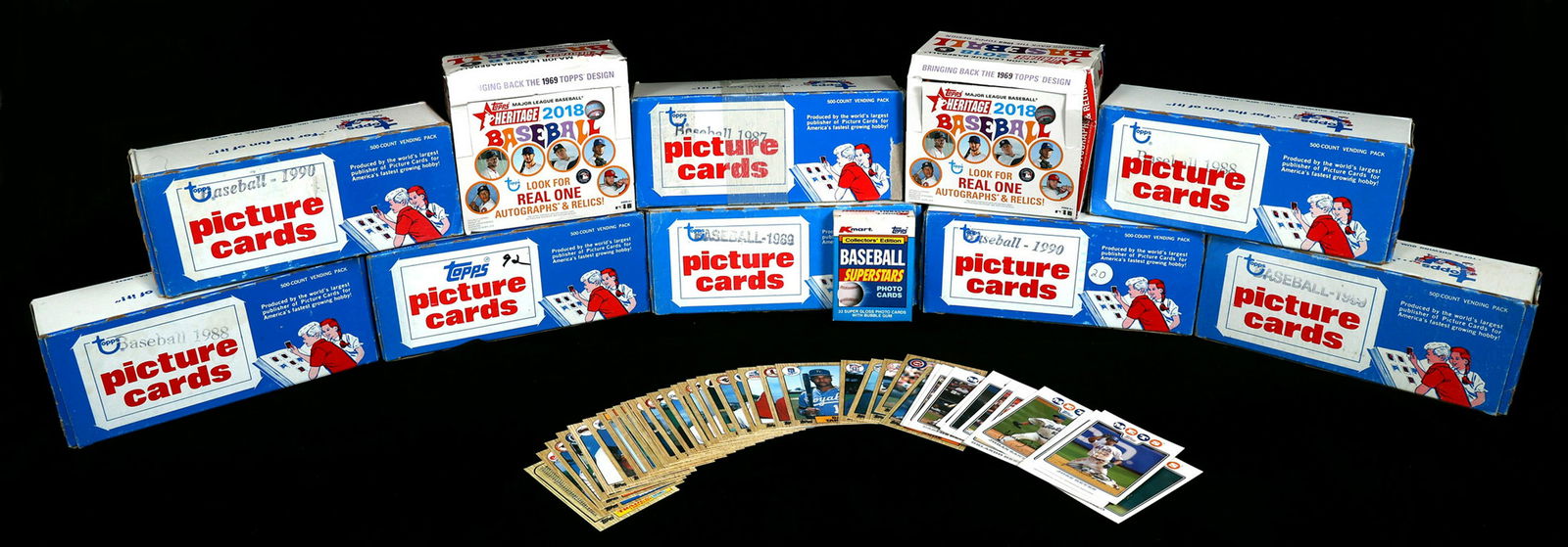 TOPPS BASEBALL CARDS - BOX SETS & LOOSE CARDS: TOPPS BASEBALL CARDS - BOX SETS & LOOSE CARDS Lot of Topps baseball card box sets and loose cards, includes: Topps Picture Cards - 500 Count Vending Pack 1987 (2) 198
