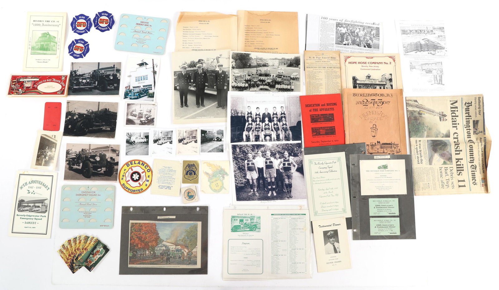 FIREFIGHTING AND RESCUE EPHEMERA: FIREFIGHTING AND RESCUE EPHEMERA Firefighting and rescue ephemera. Includes pictures, programs, trading cards, newspaper clippings, & stickers. 