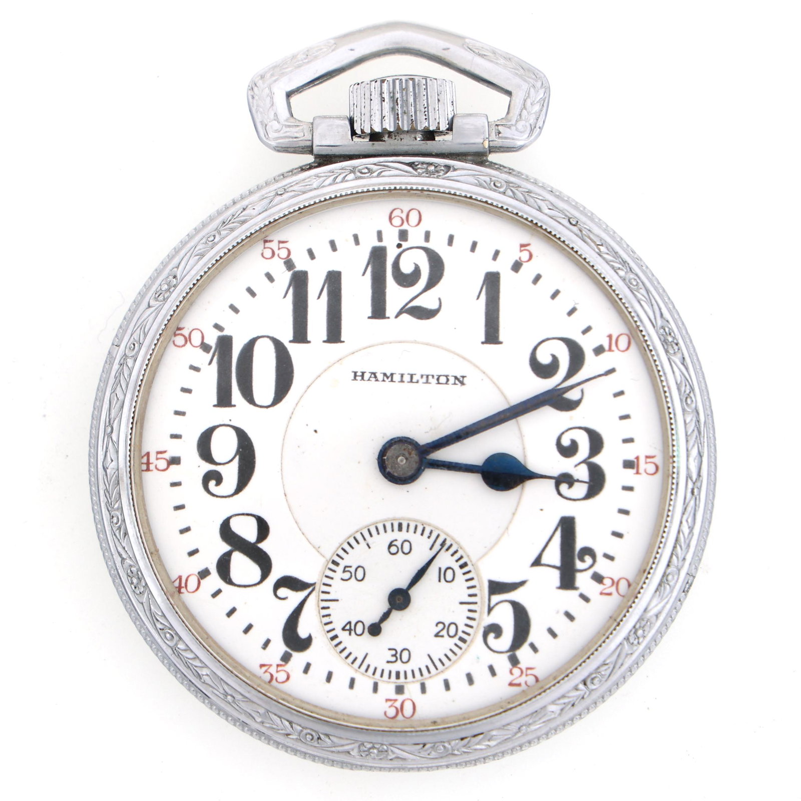 MEN'S HAMILTON RAILROAD NICKEL CASE POCKET WATCH (1 of 4)