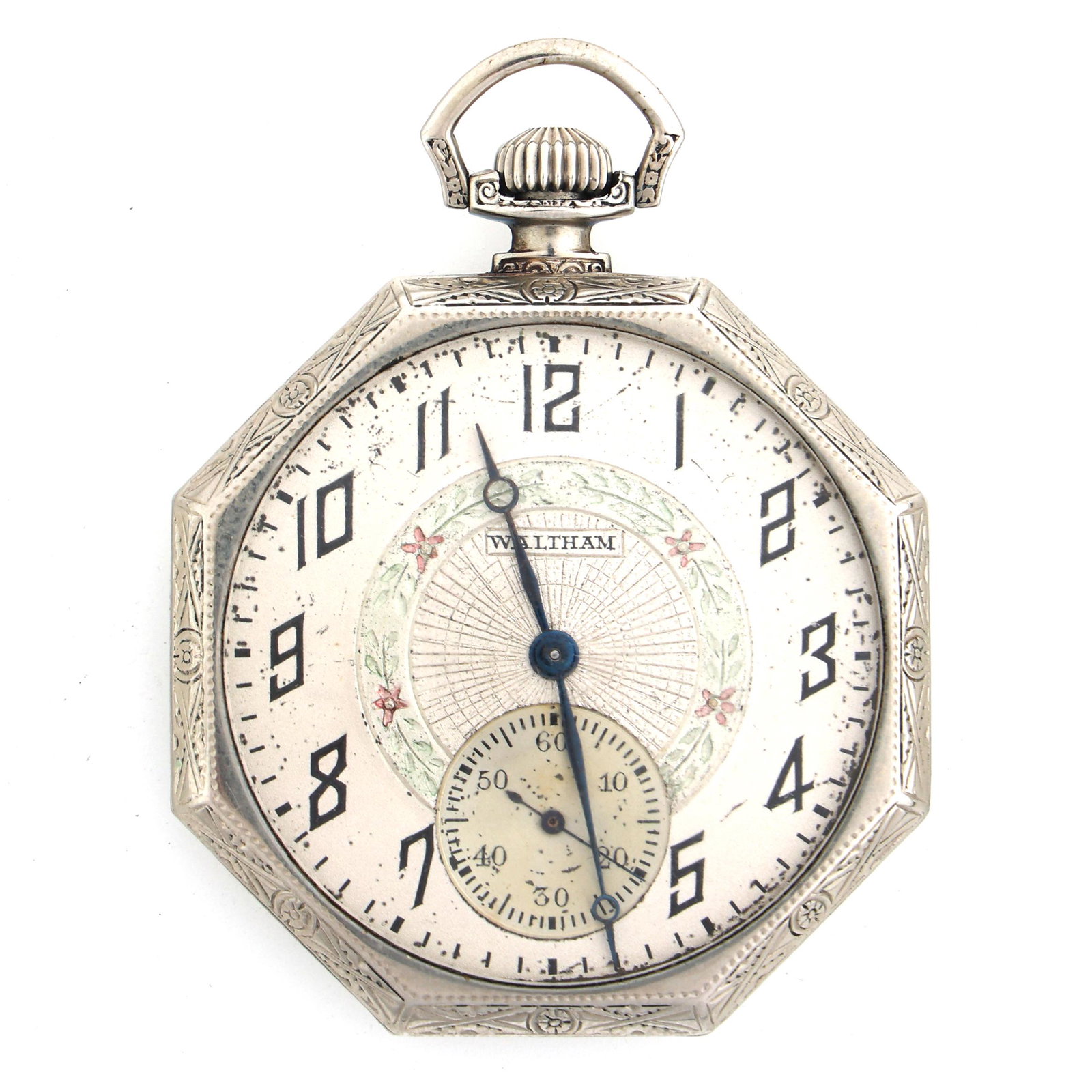 MEN'S WALTHAM 14K WHITE GOLD CASE POCKET WATCH (1 of 4)