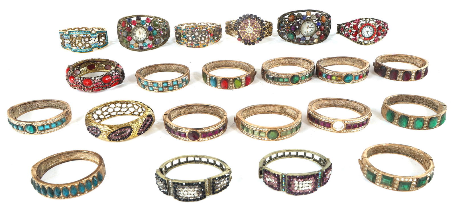 GOLD TONED RHINESTONE BRACELETS AND WATCHES (1 of 9)