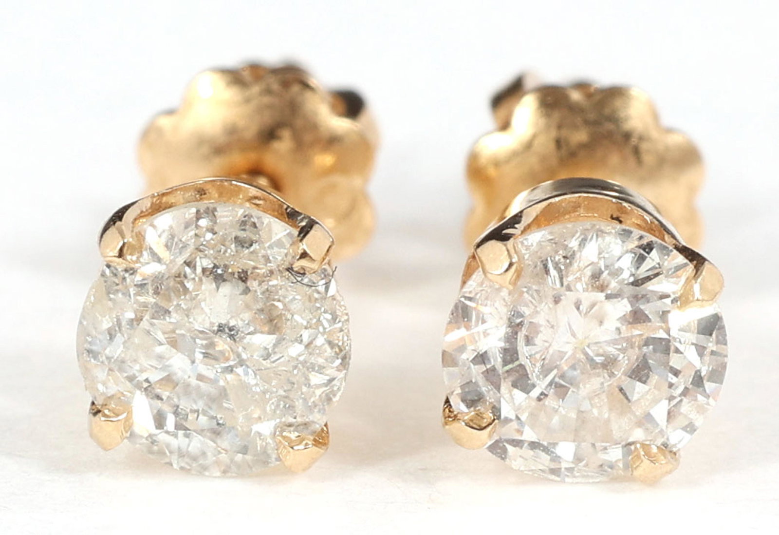 14K YELLOW GOLD 1 CTW DIAMOND SOLITAIRE EARRINGS (1 of 3)