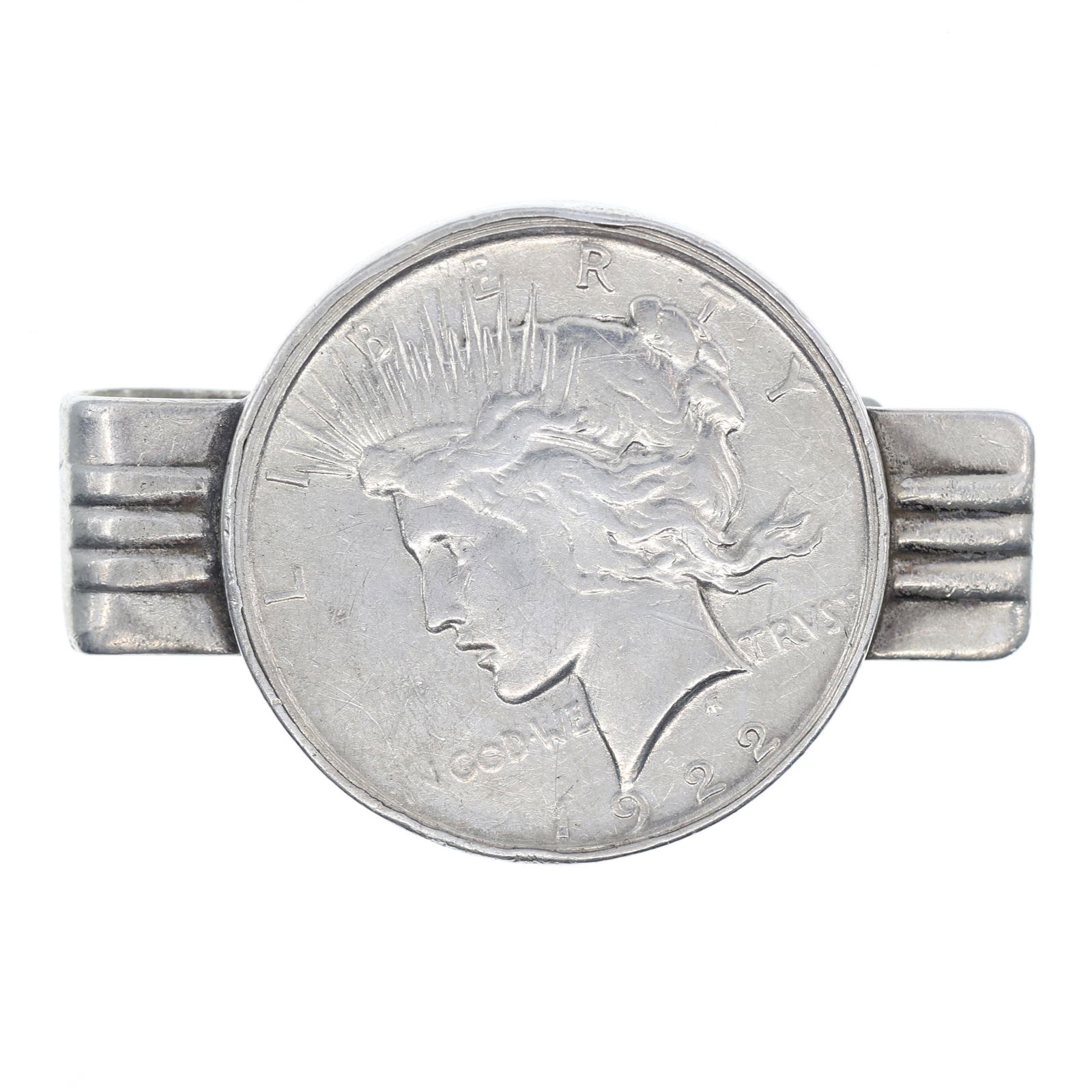 1922 US SILVER PEACE DOLLAR SWANK STERLING MONEY CLIP (1 of 3)