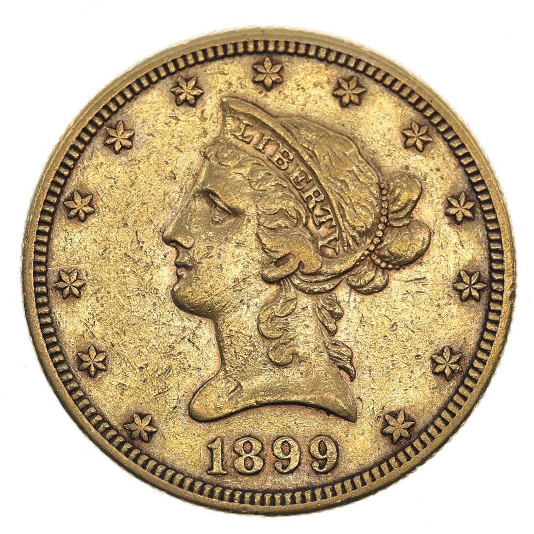 1899-S US $10 CORONET HEAD GOLD EAGLE COIN (1 of 2)
