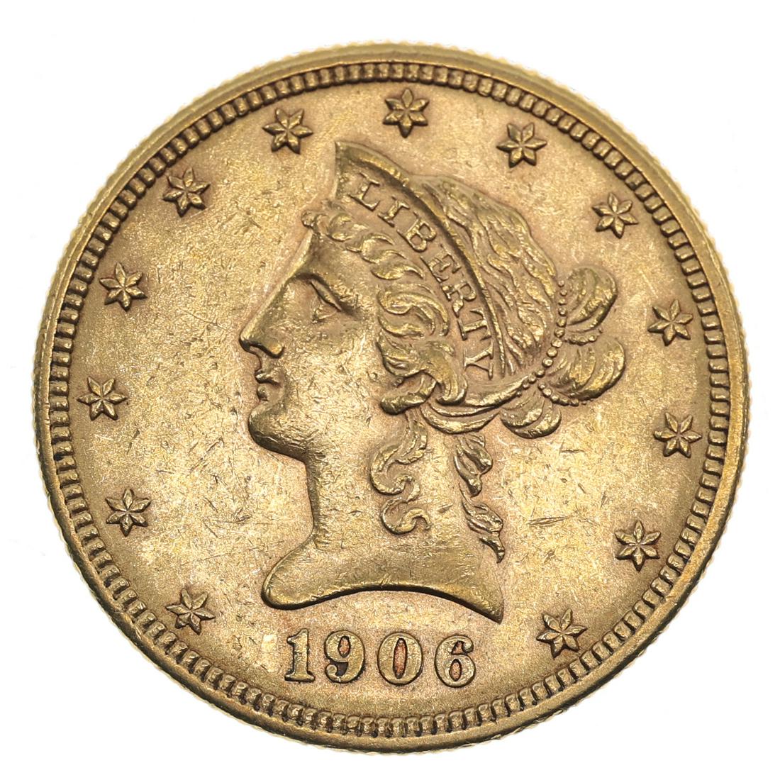 1906-D US $10 CORONET HEAD GOLD EAGLE COIN (1 of 2)