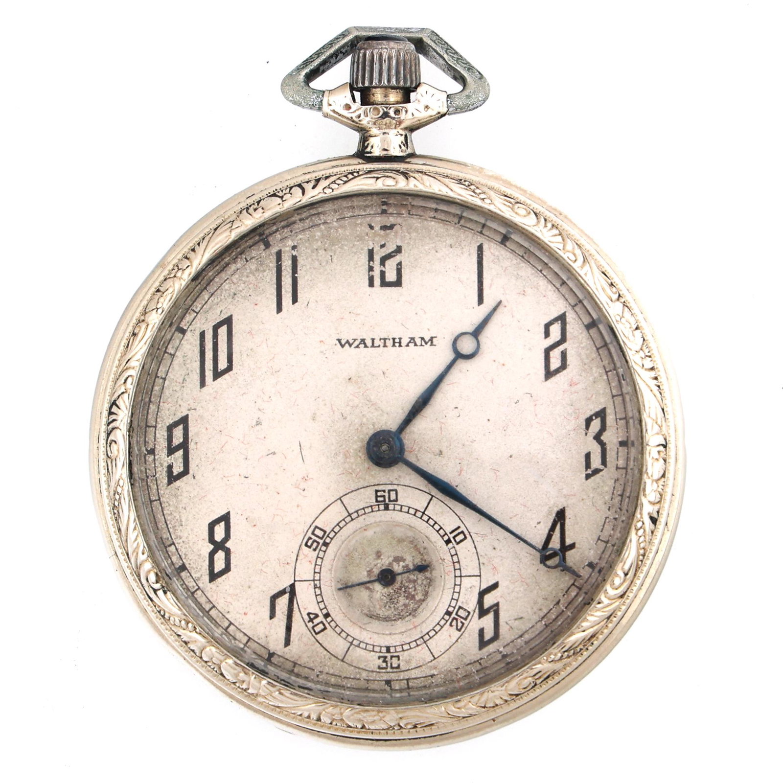 MEN'S WALTHAM 14K WHITE GOLD CASE POCKET WATCH (1 of 4)
