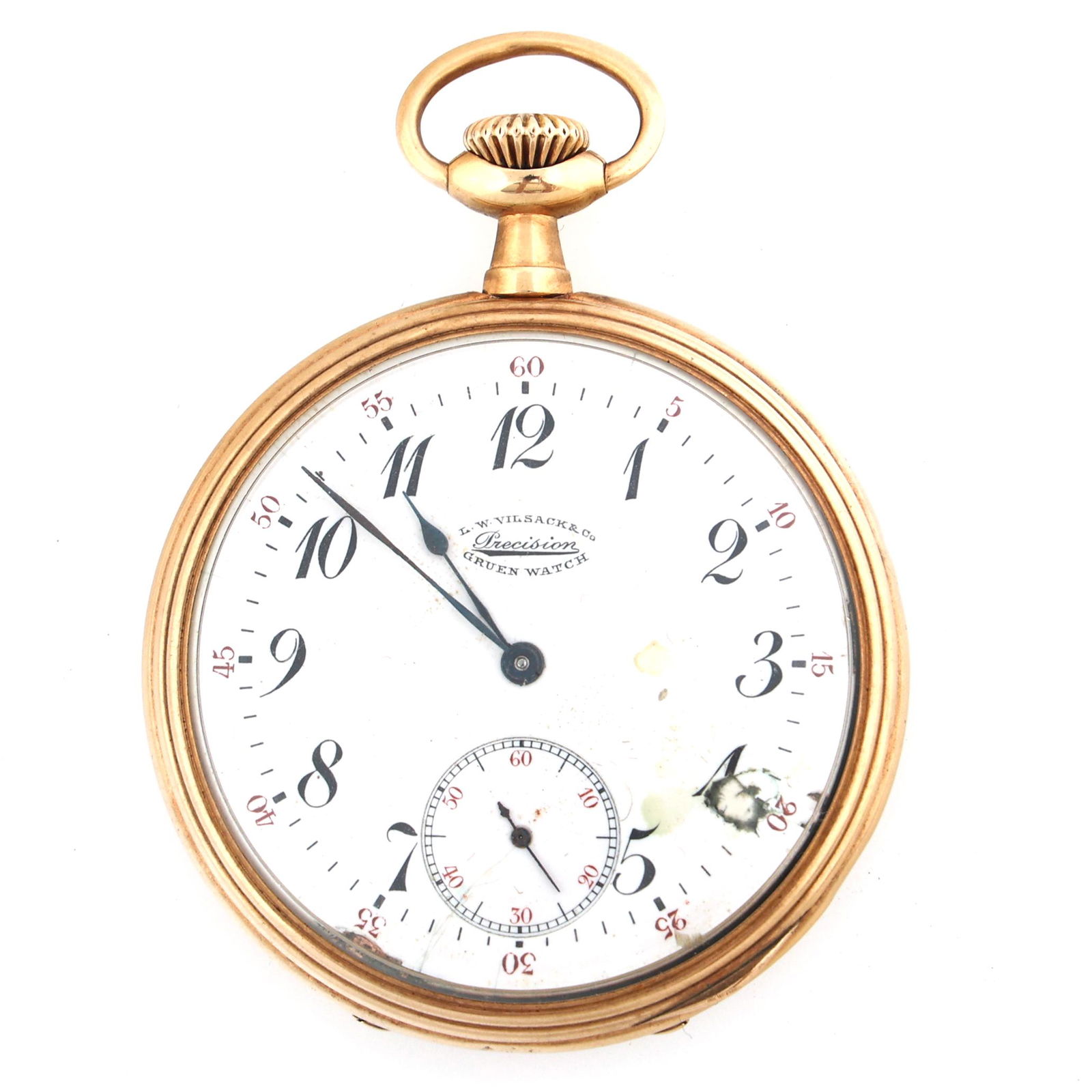 MEN'S GRUEN PRECISION 14K YELLOW GOLD CASE POCKET WATCH (1 of 5)